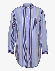 Double A by Wood Wood - Charlene poplin stripe shirt - langærmede skjorter - light blue - 0