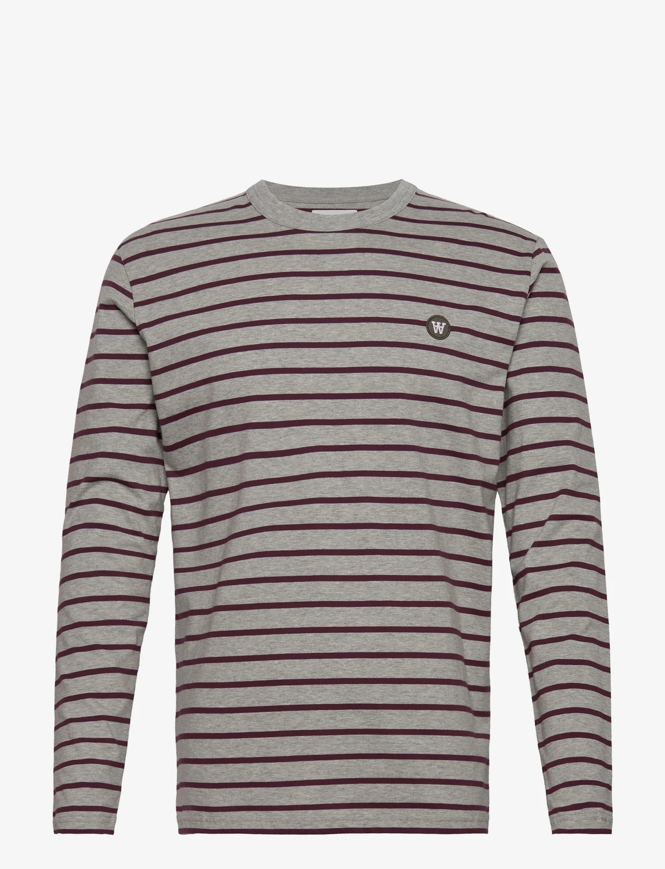 Double A by Wood Wood - Mel stripe long sleeve GOTS - langermede t-skjorter - slate grey - 0