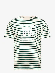 Double A by Wood Wood - Ace big logo & badge T-shirt - t-shirts - foggy striped - 0