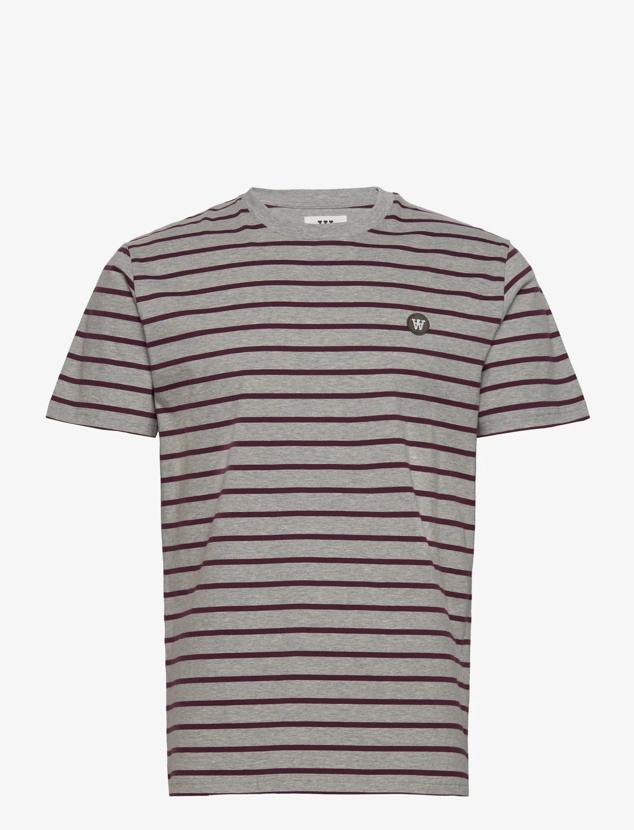 Double A by Wood Wood - Ace striped T-shirt GOTS - t-shirts - crystal grey / wine tasting stripe - 0