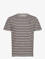 Double A by Wood Wood - Ace striped T-shirt GOTS - kortærmede t-shirts - crystal grey / wine tasting stripe - 0