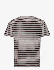 Double A by Wood Wood - Ace striped T-shirt GOTS - t-shirts - crystal grey / wine tasting stripe - 1