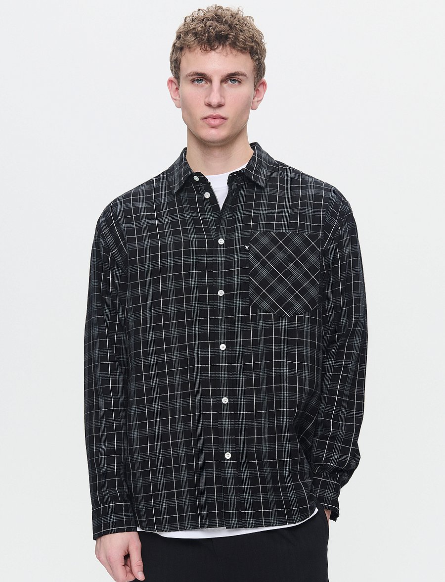 WOOD WOOD - WWDay Light Flannel - flaneliniai marškiniai - licorice - 0