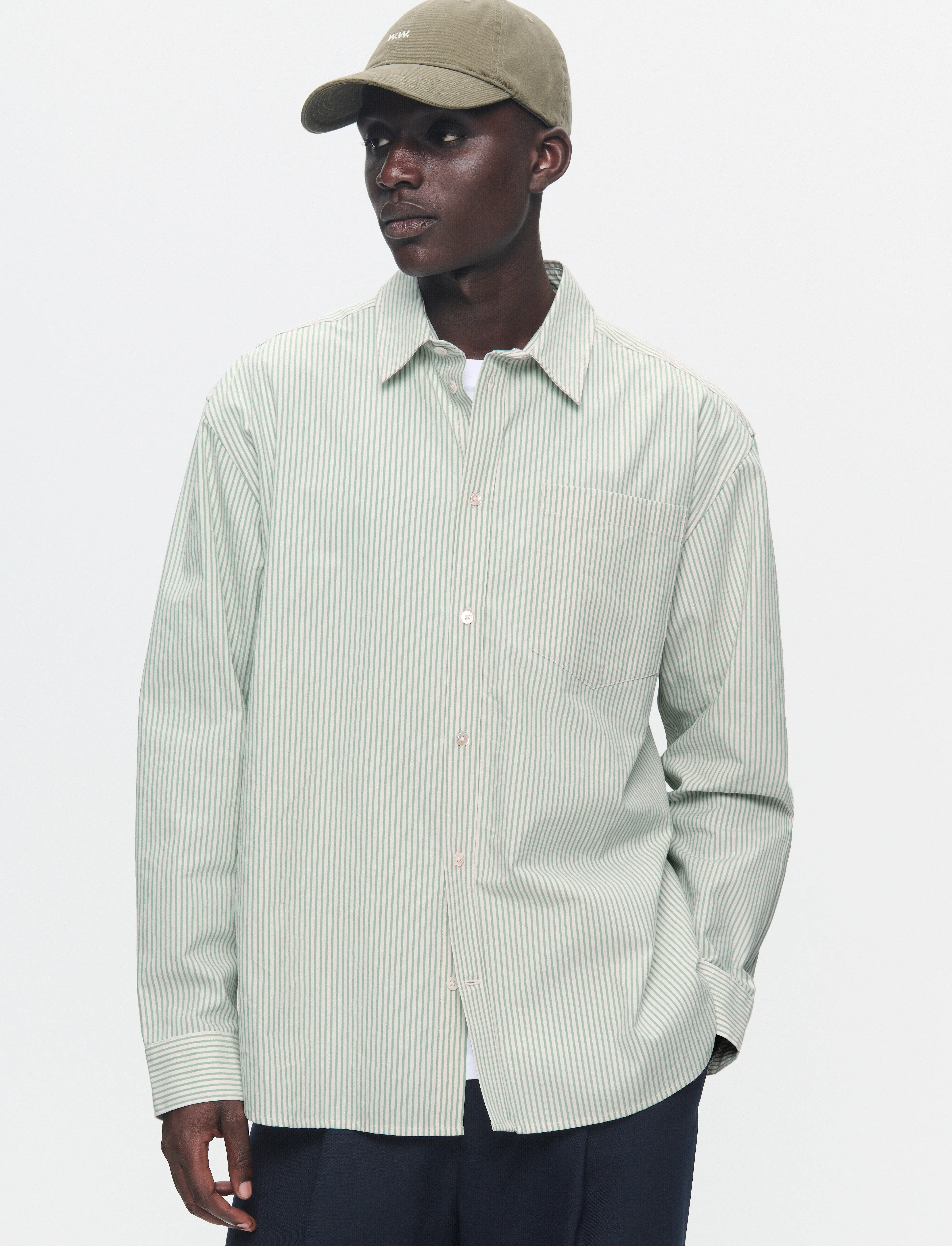 WOOD WOOD WWDay Striped - Skjorter - BLUE SURF / green