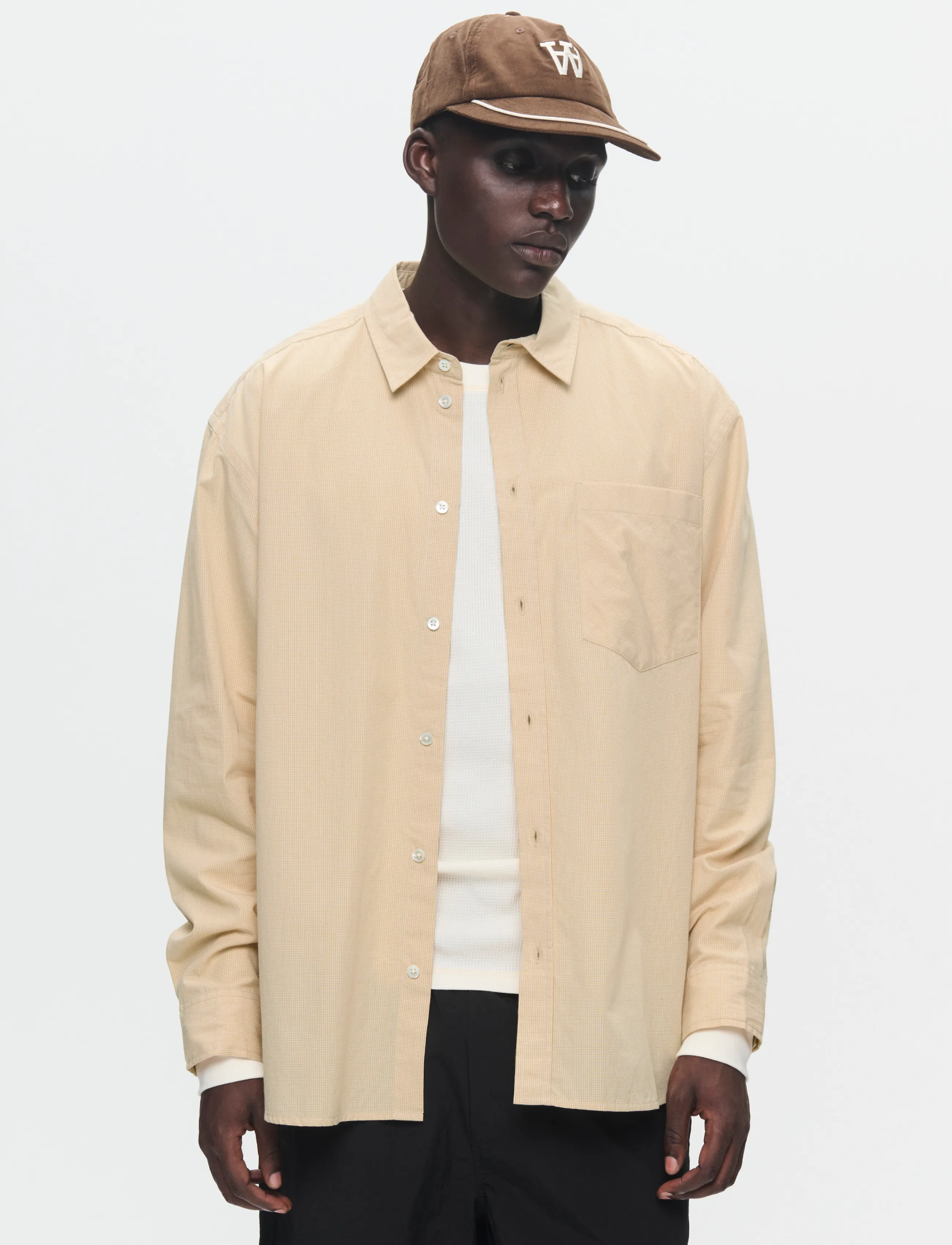 WOOD WOOD Wwday Gingham, Mænd, Gingham Skjorte, Cream, Str: XL