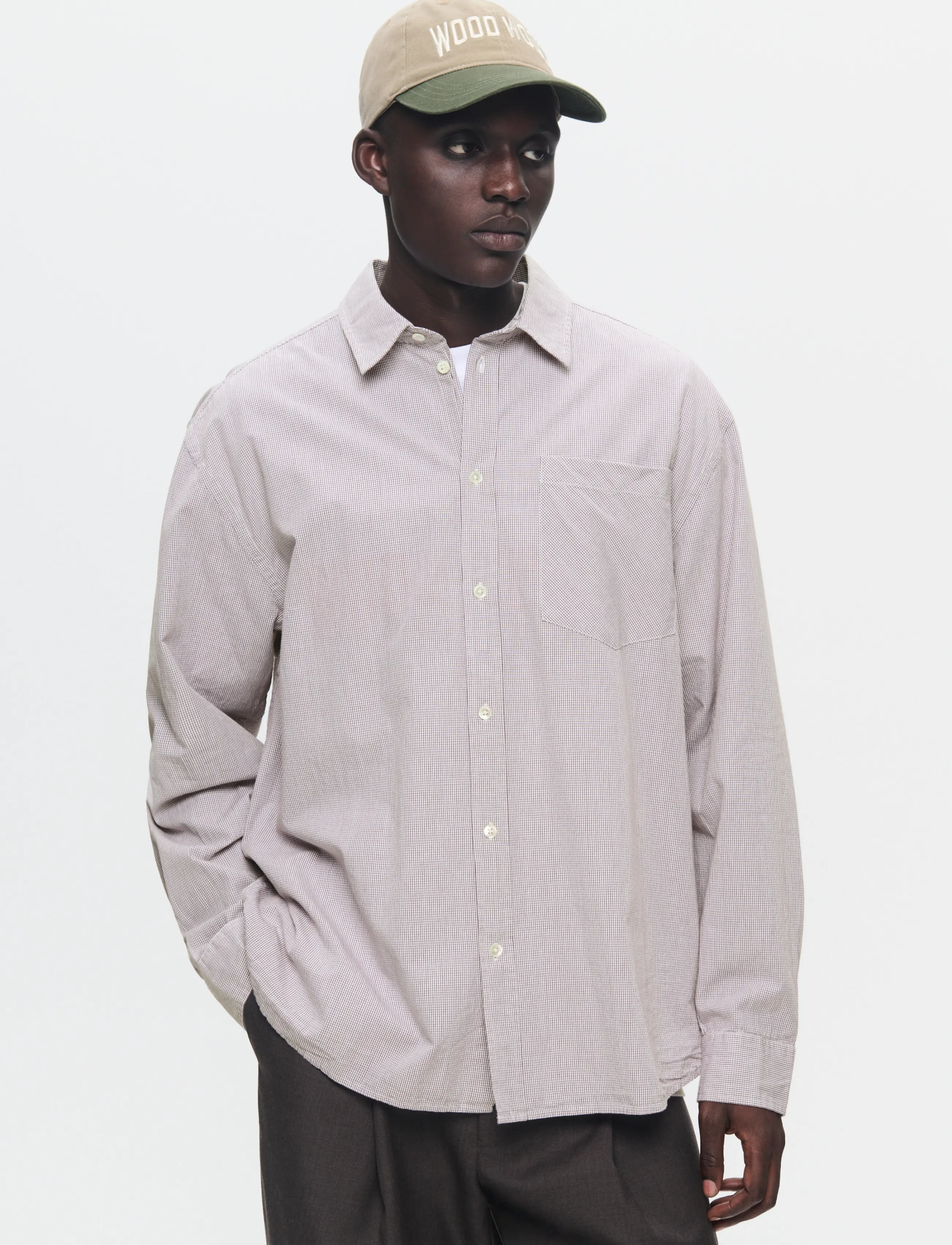 WOOD WOOD Wwday Gingham, Mænd, Gingham Skjorte, Lila, Str: XL