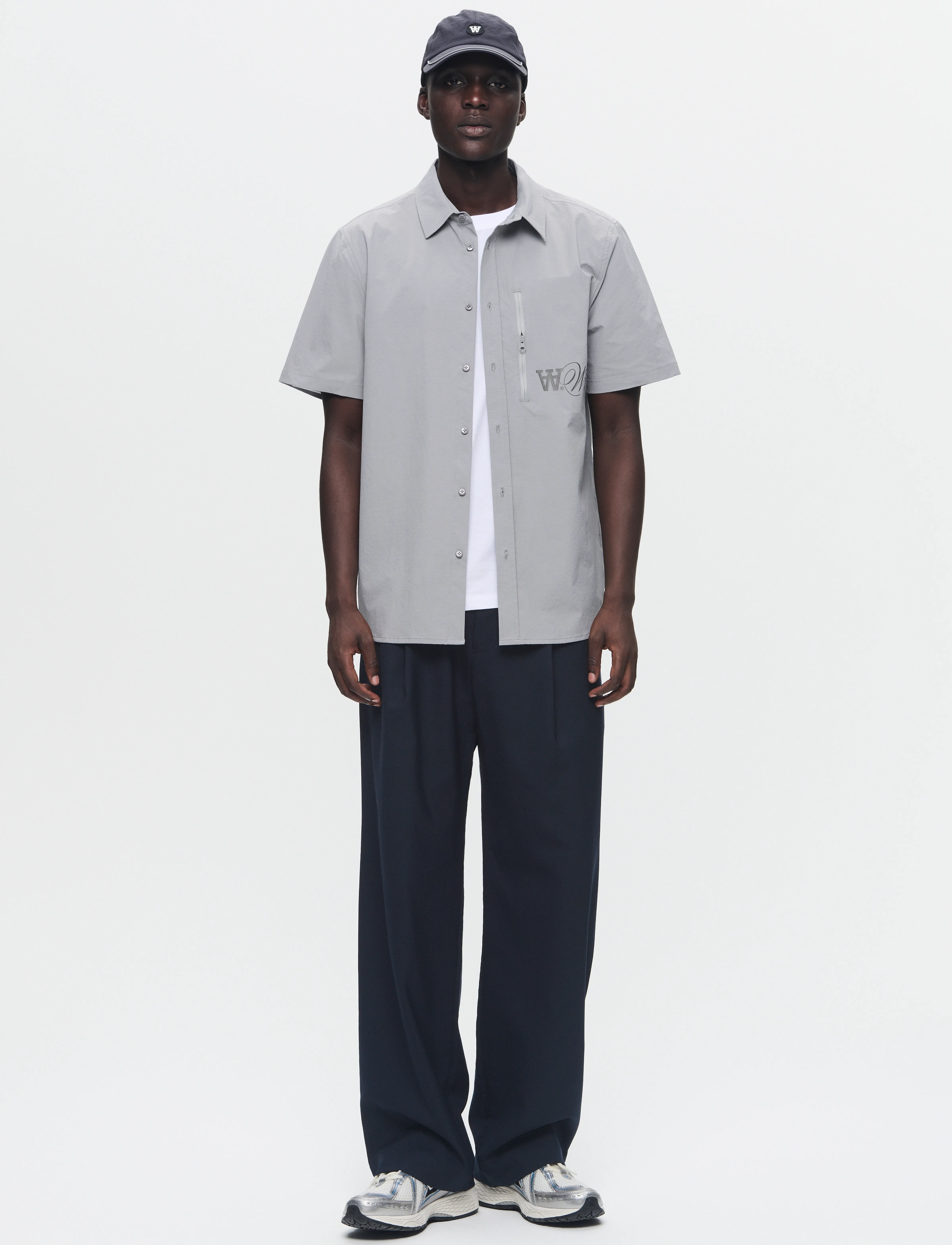 WOOD WOOD - WWEra Tech - kortärmade skjortor - gray flannel - 3