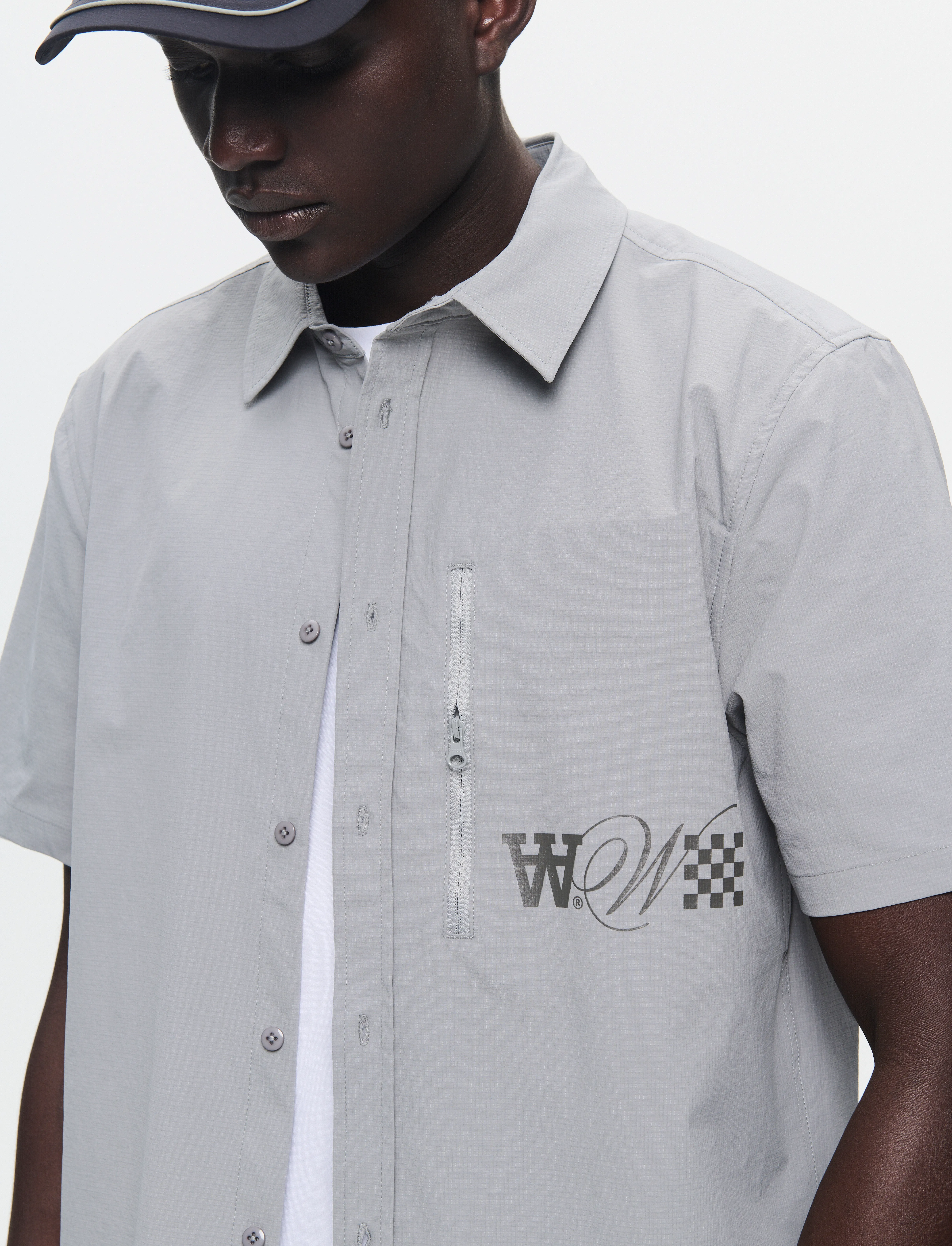 WOOD WOOD - WWEra Tech - kortärmade skjortor - gray flannel - 5