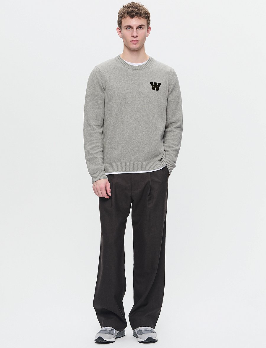 WOOD WOOD - WWTay - round necks - light melange grey - 2