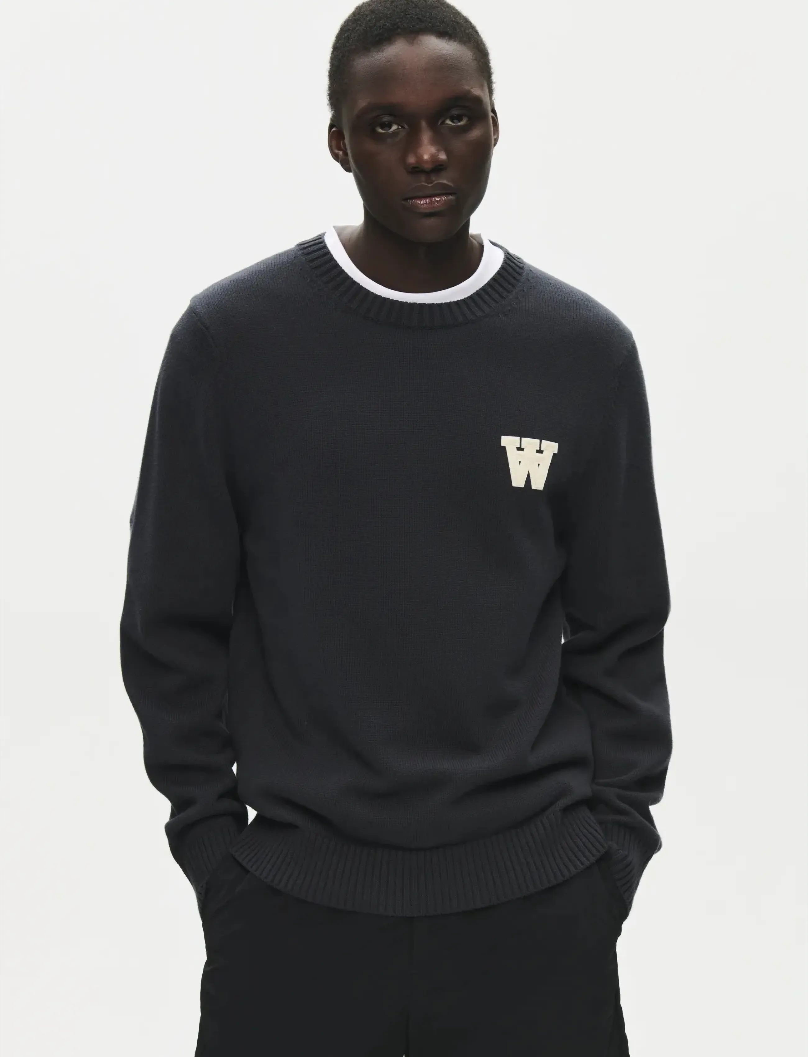 WOOD WOOD Wwtay, Mænd, Rundhalset Sweater, Sort, Str: XL