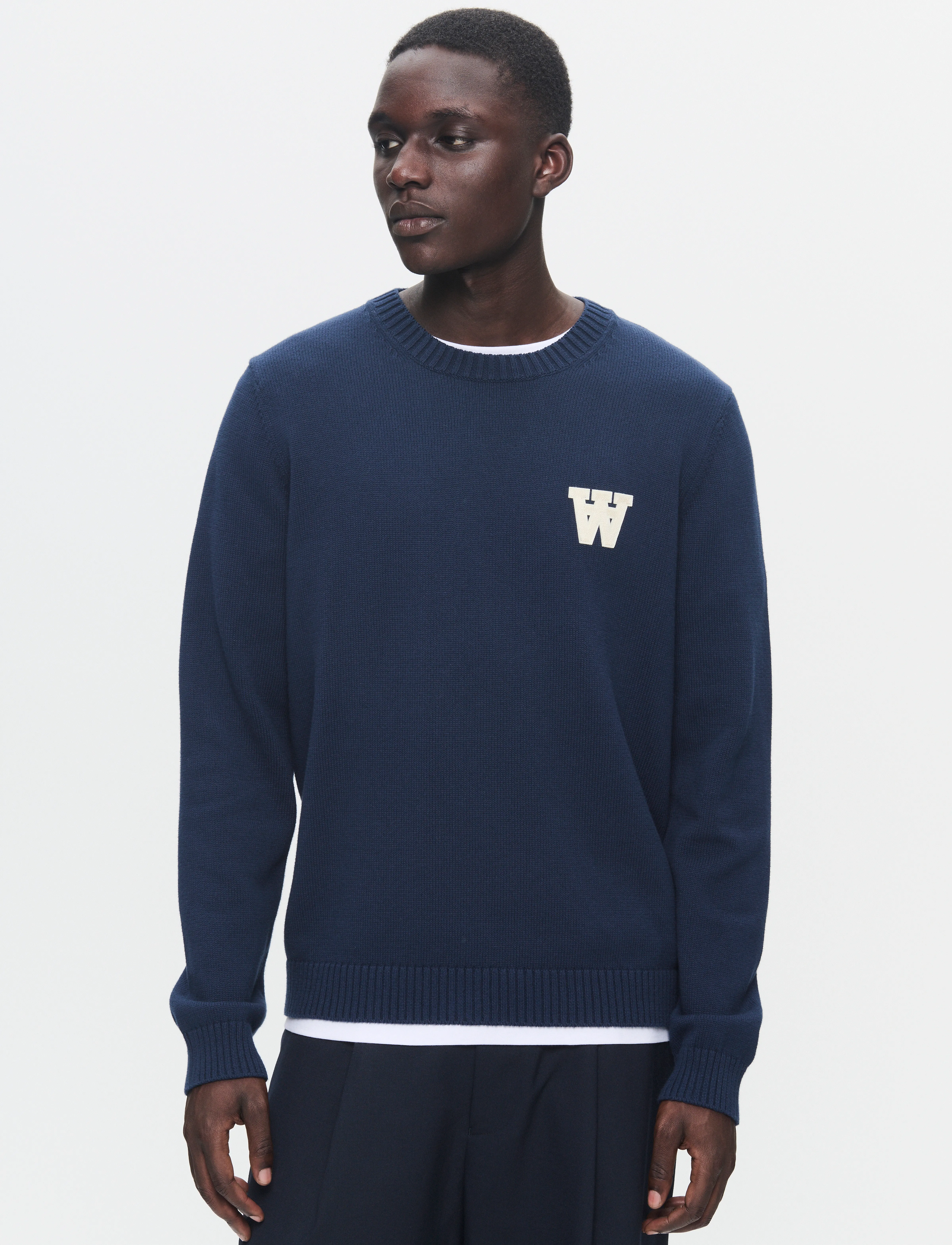 WOOD WOOD Wwtay, XL, Navy, Strik > Runde Halse, Herre