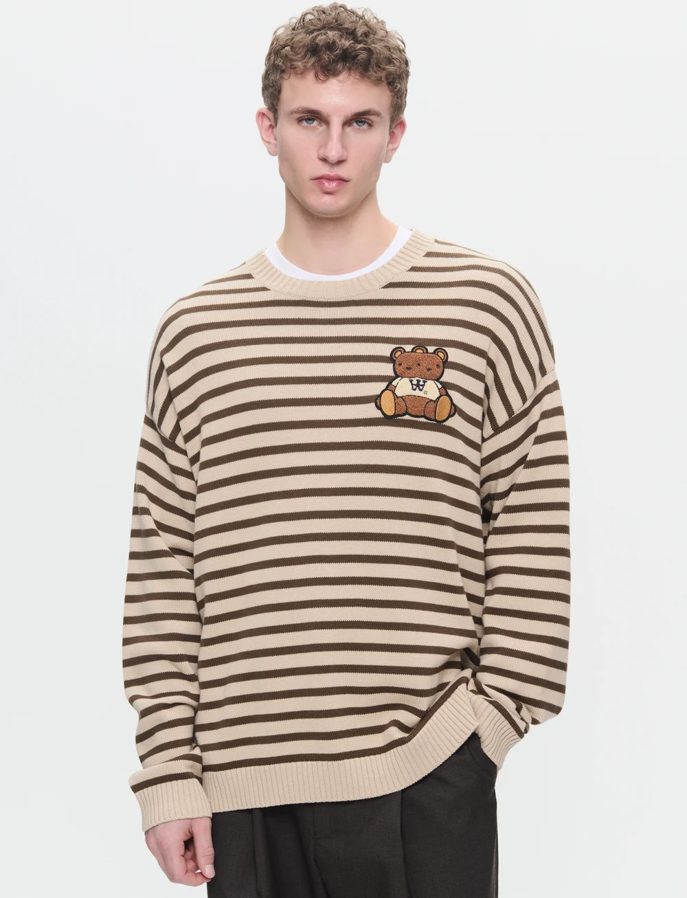 WOOD WOOD - WWTya OS Teddy Jumper - rundhalsad - curds & whey - 0