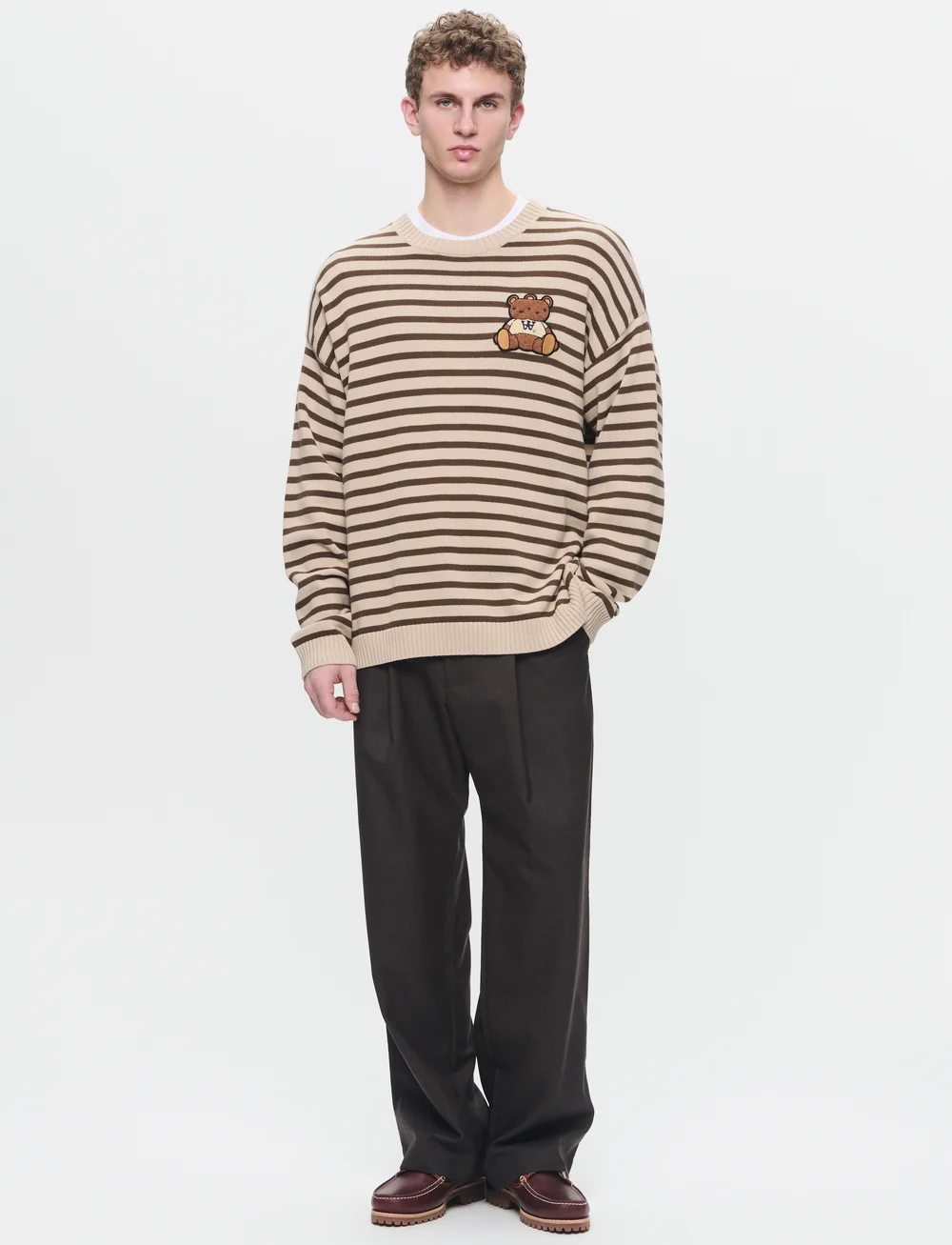 WOOD WOOD - WWTya OS Teddy Jumper - rundhalsad - curds & whey - 2