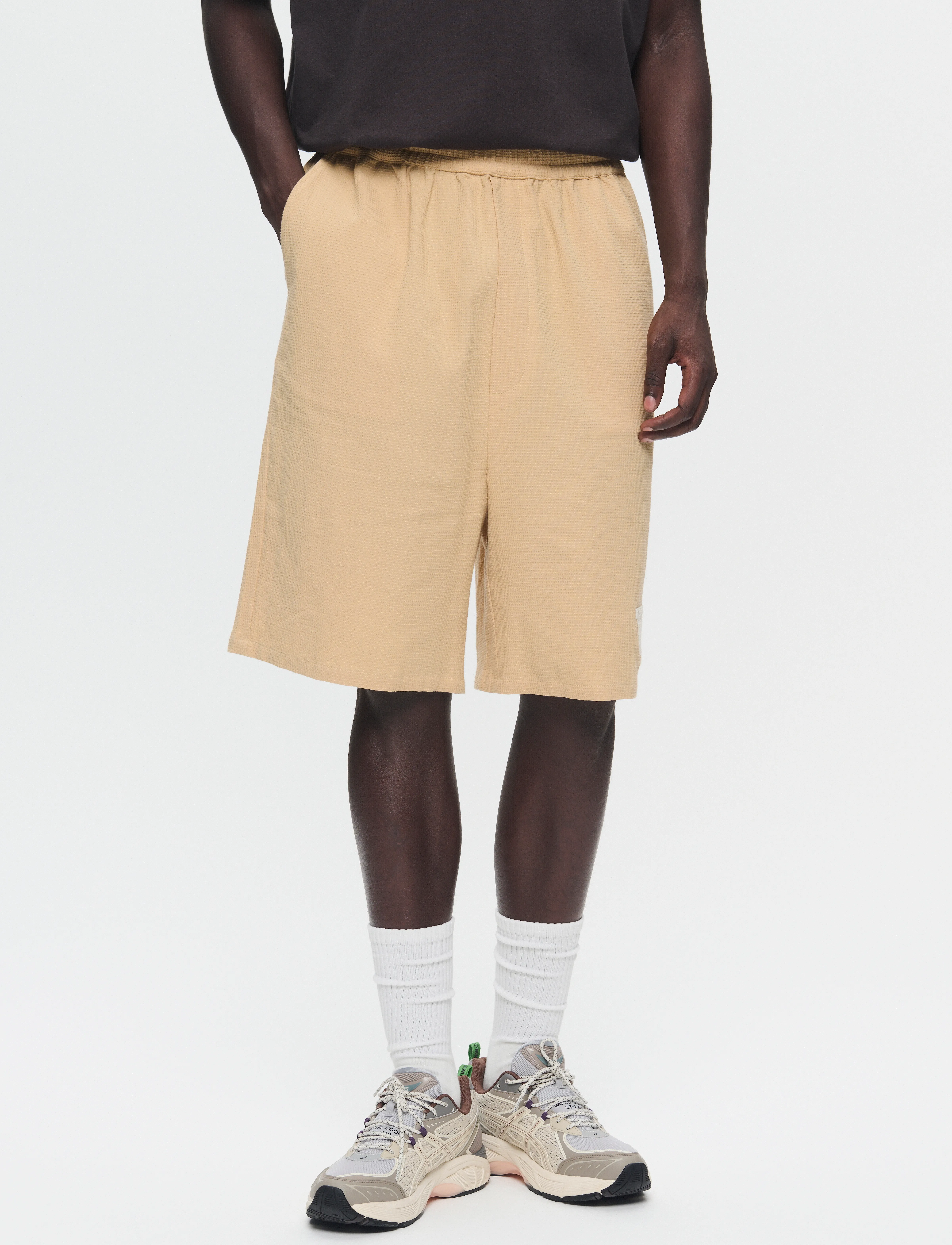 WOOD WOOD - WWRob waffle shorts - sweatshorts - curds & whey - 0