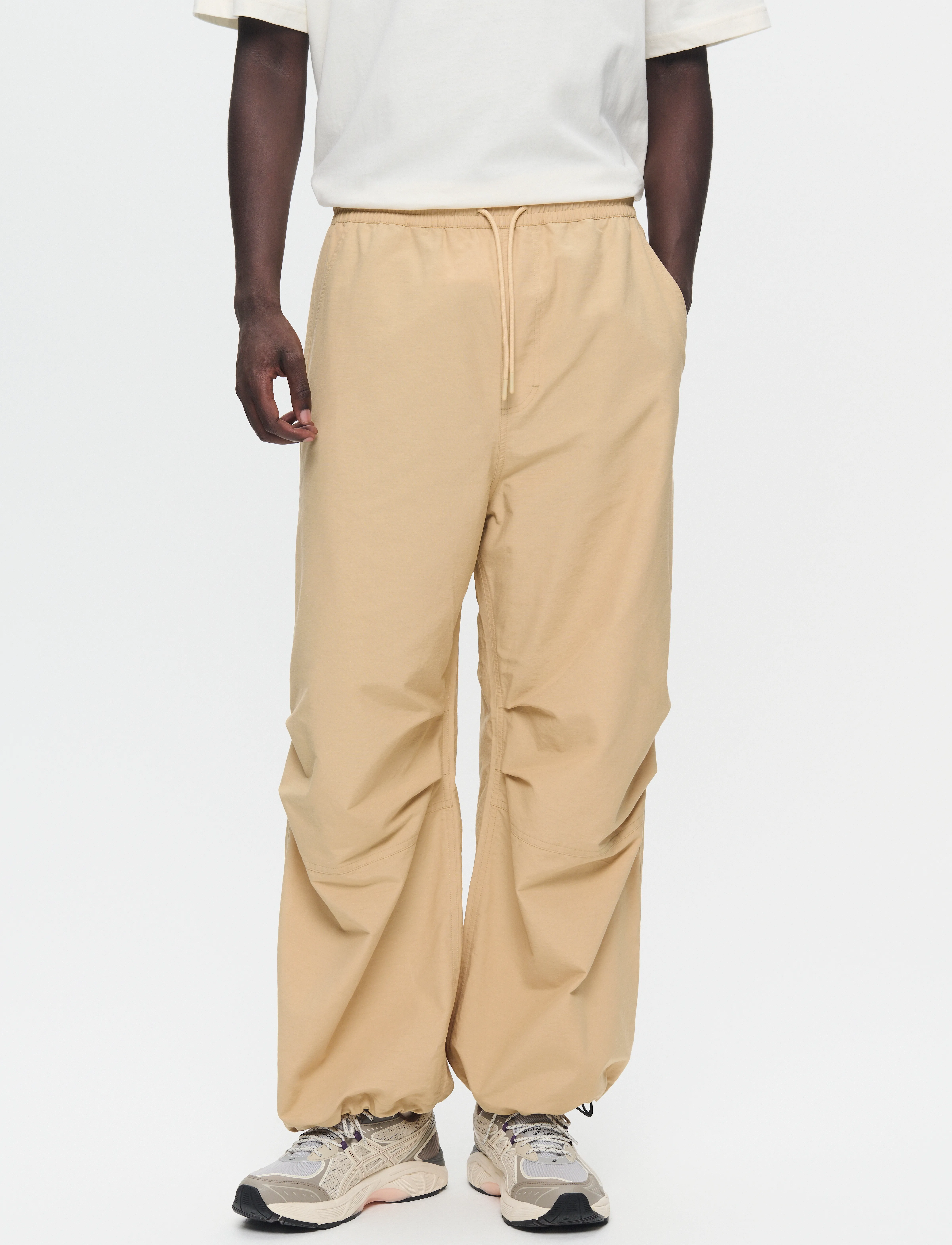WOOD WOOD Wwmik Parachute Pants, M, Beige, Bukser > Afslappet, Herre