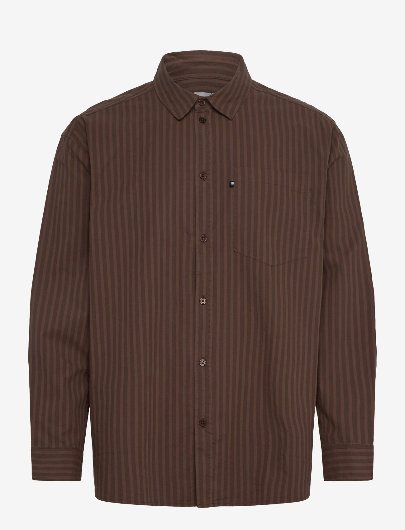 WOOD WOOD - Day Striped Shirt GOTS - långärmade skjortor - brown stripes - 0