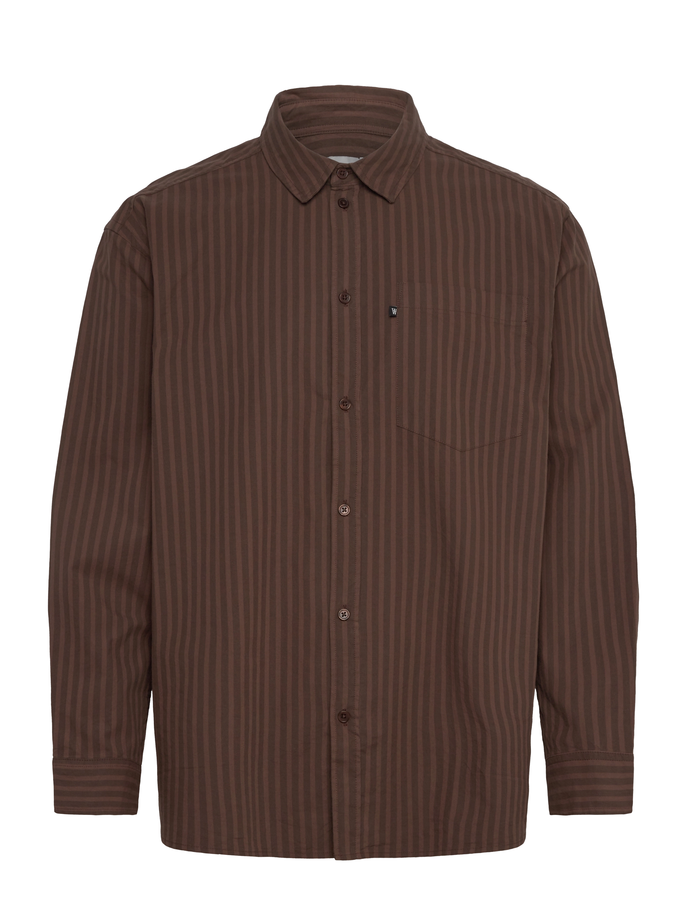 WOOD WOOD Day Striped Shirt GOTS - Tøj - BROWN STRIPES / brown