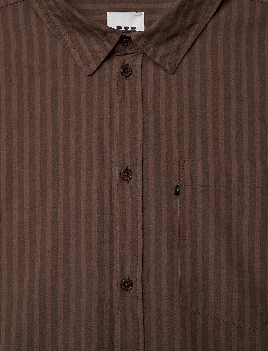 WOOD WOOD - WWDay Striped Shirt - langärmlige hemden - brown stripes - 1