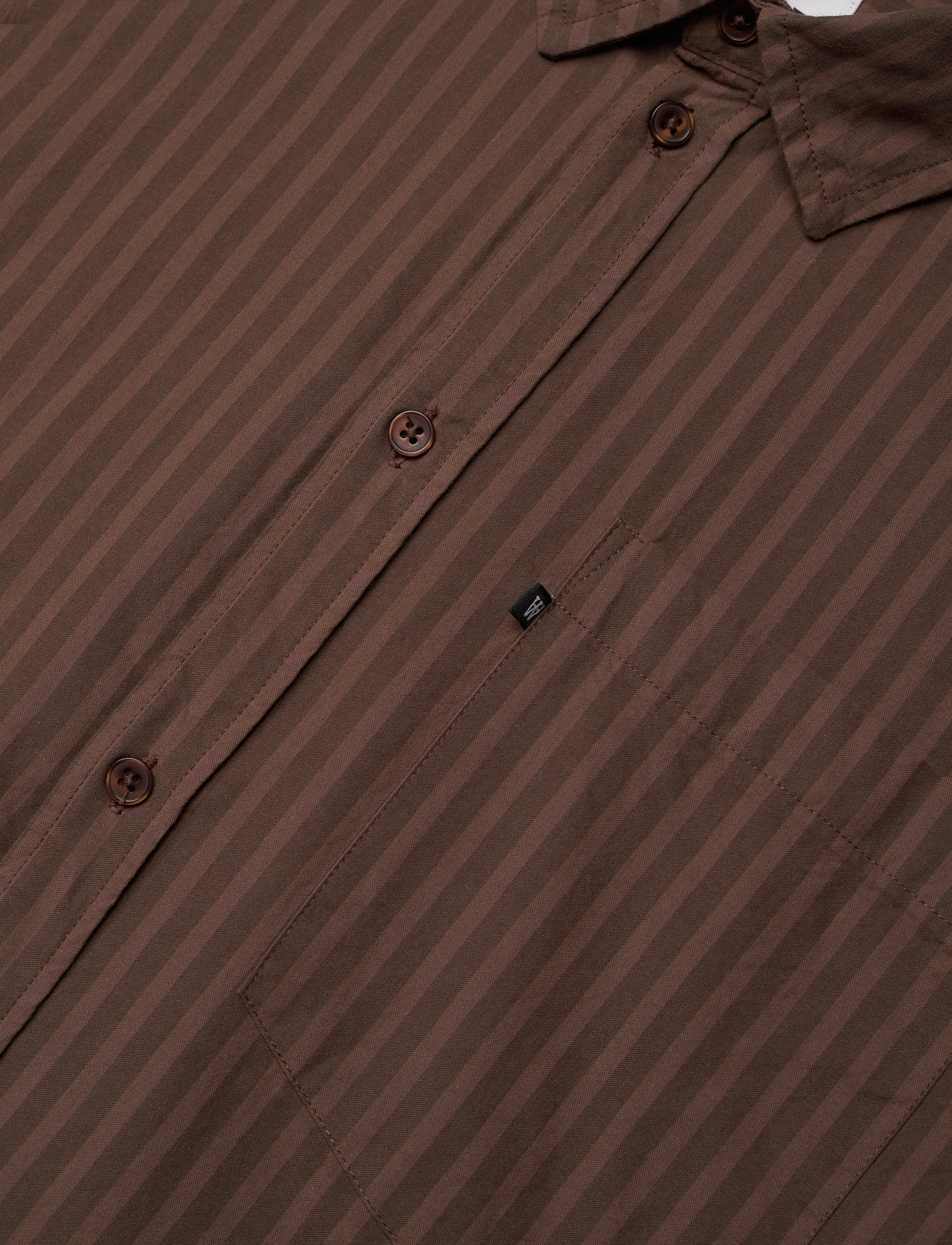 WOOD WOOD - WWDay Striped Shirt - long-sleeved shirts - brown stripes - 2