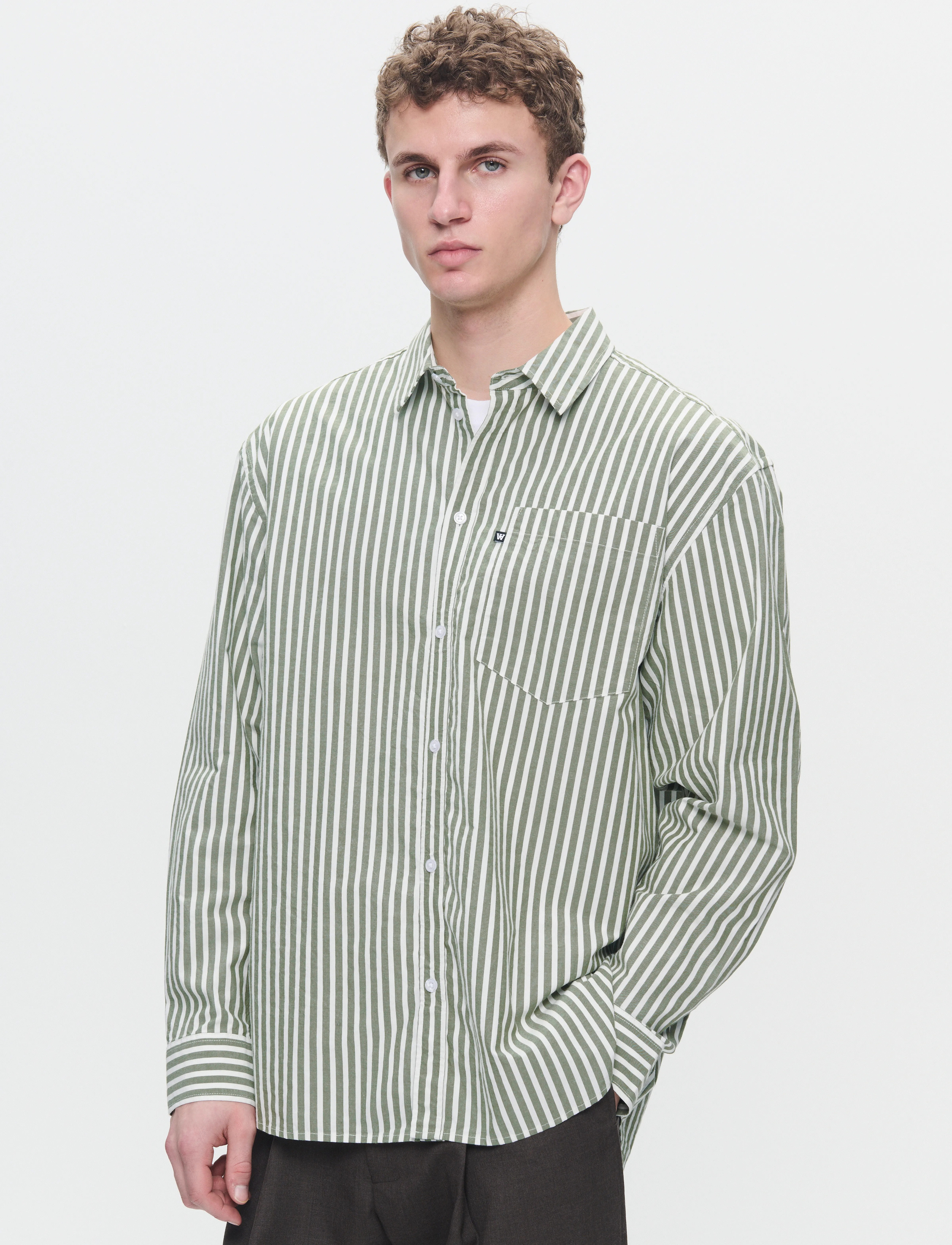 WOOD WOOD Day Striped Shirt GOTS - Skjorter - OFF / green