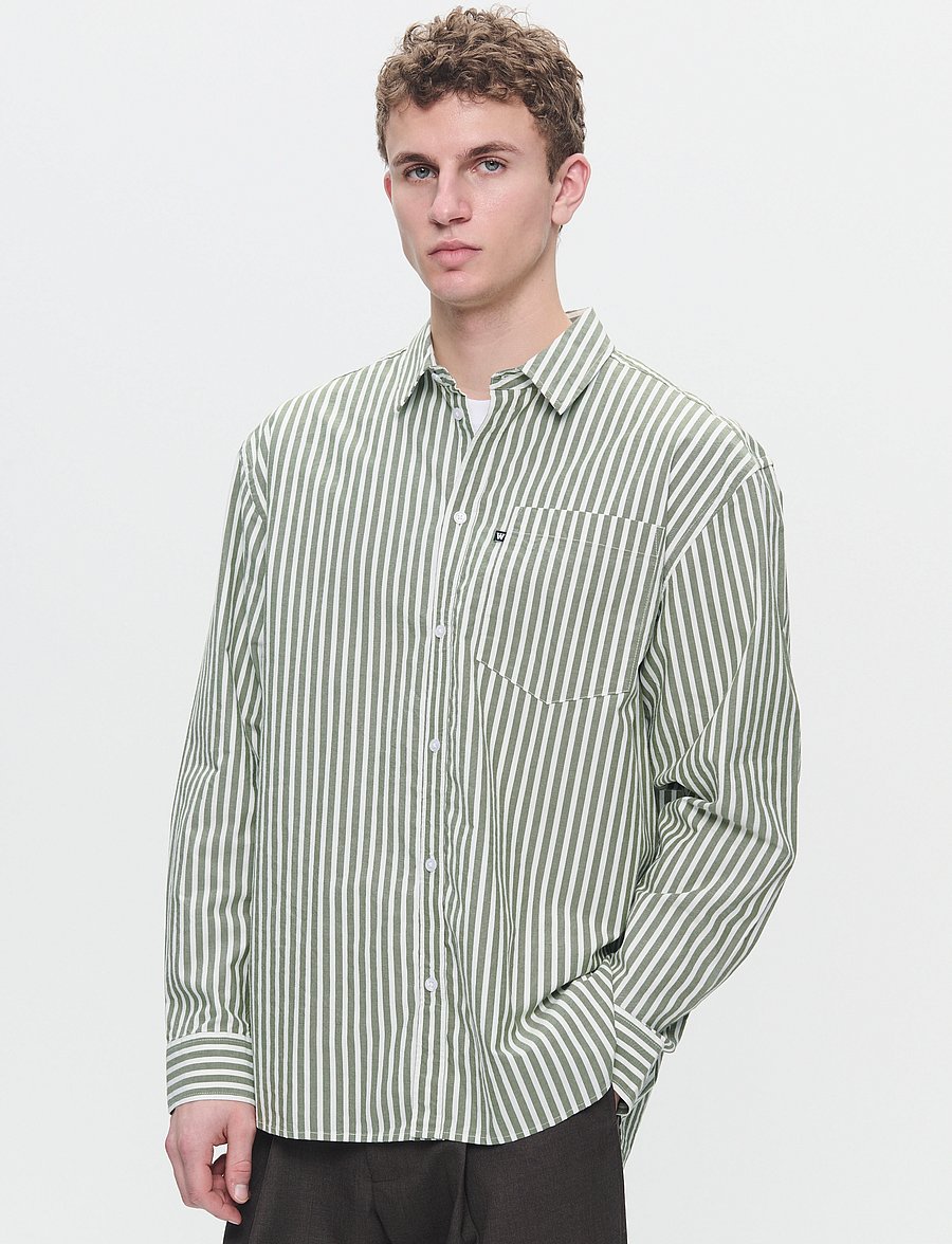 WOOD WOOD - WWDay Striped Shirt - pitkähihaiset kauluspaidat - off - 0