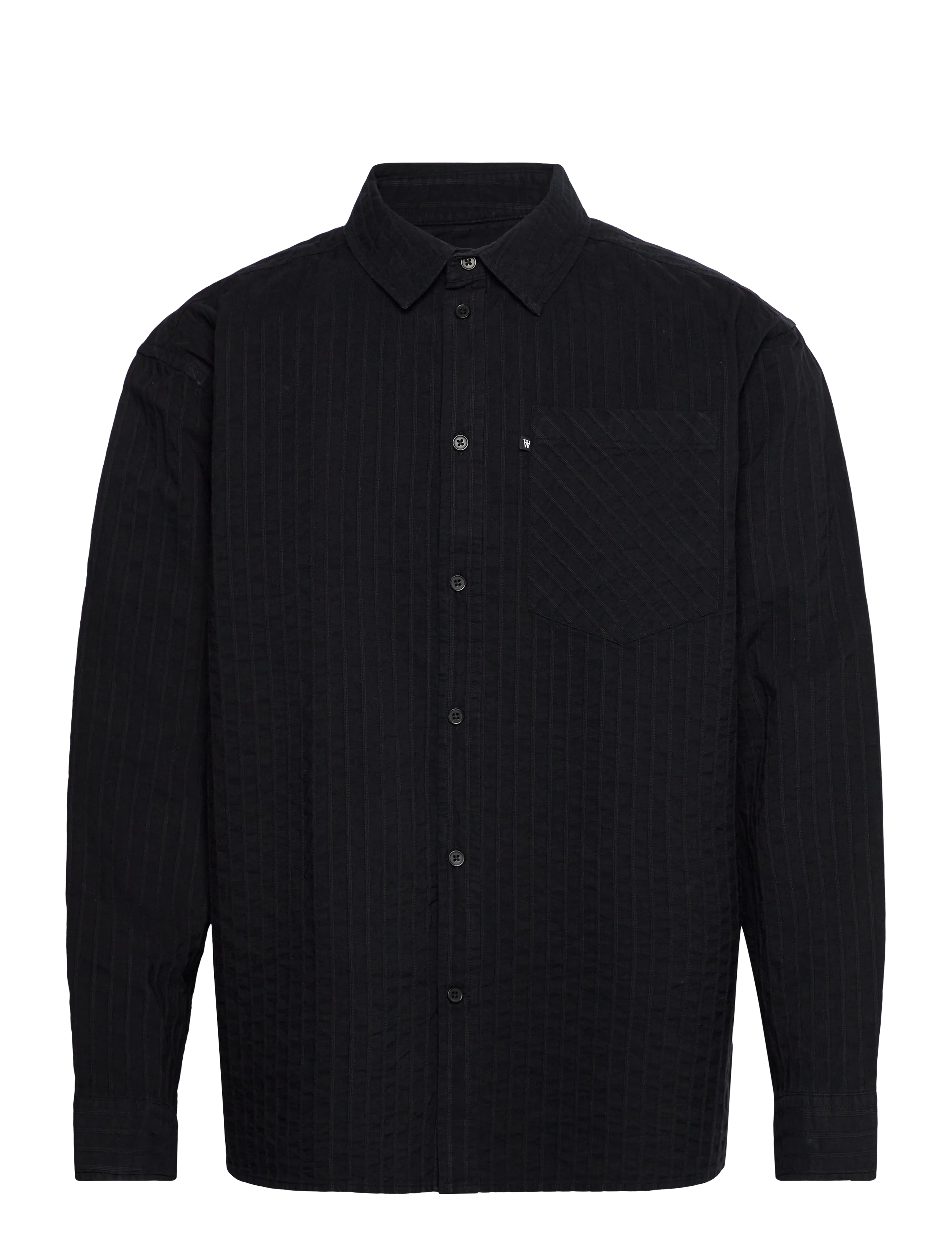 WOOD WOOD WWDay Dobby Striped Shirt - Skjorter - SHADOW SIDE / black