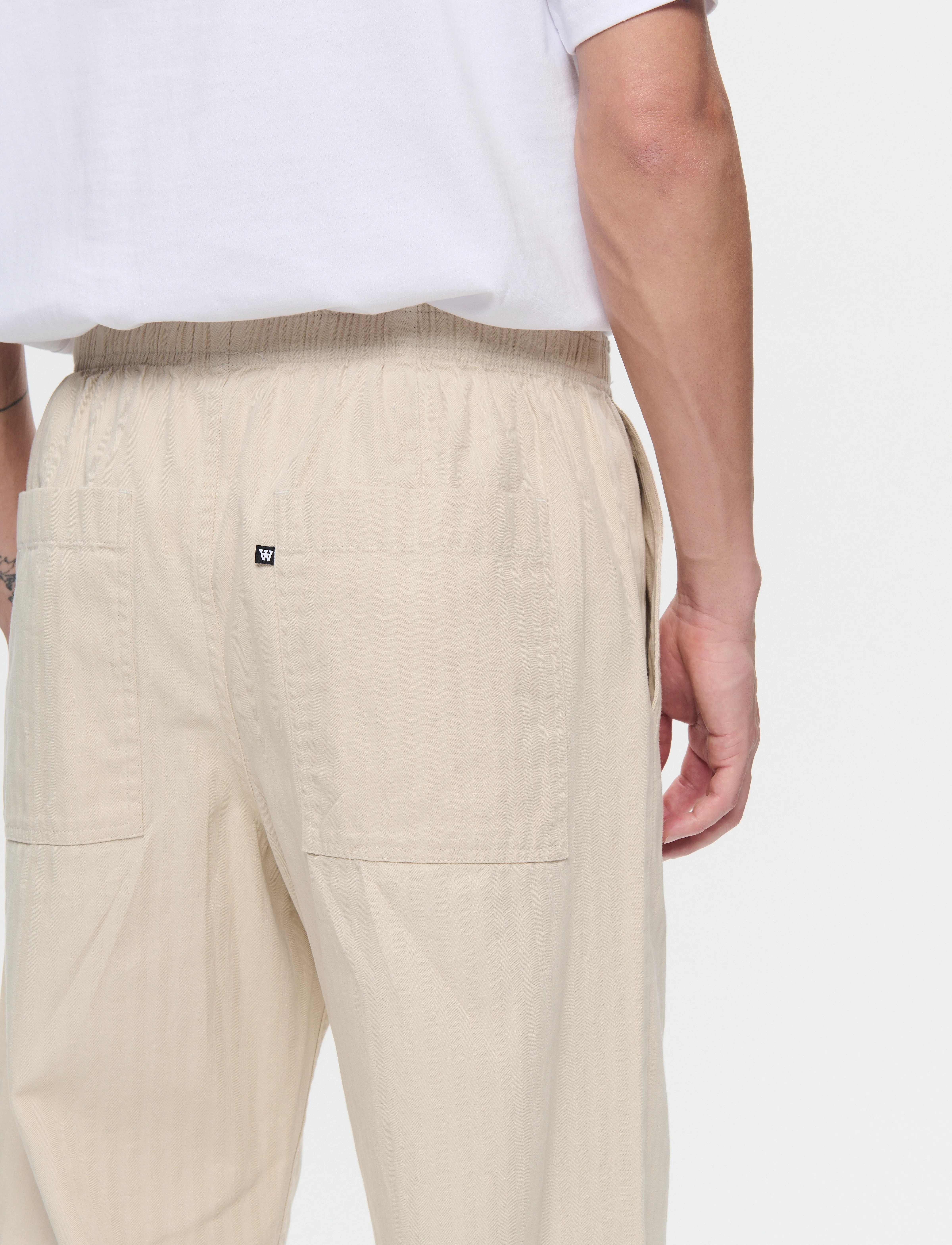 WOOD WOOD - WWLax Herringbone Trousers - casual - sand grey - 4