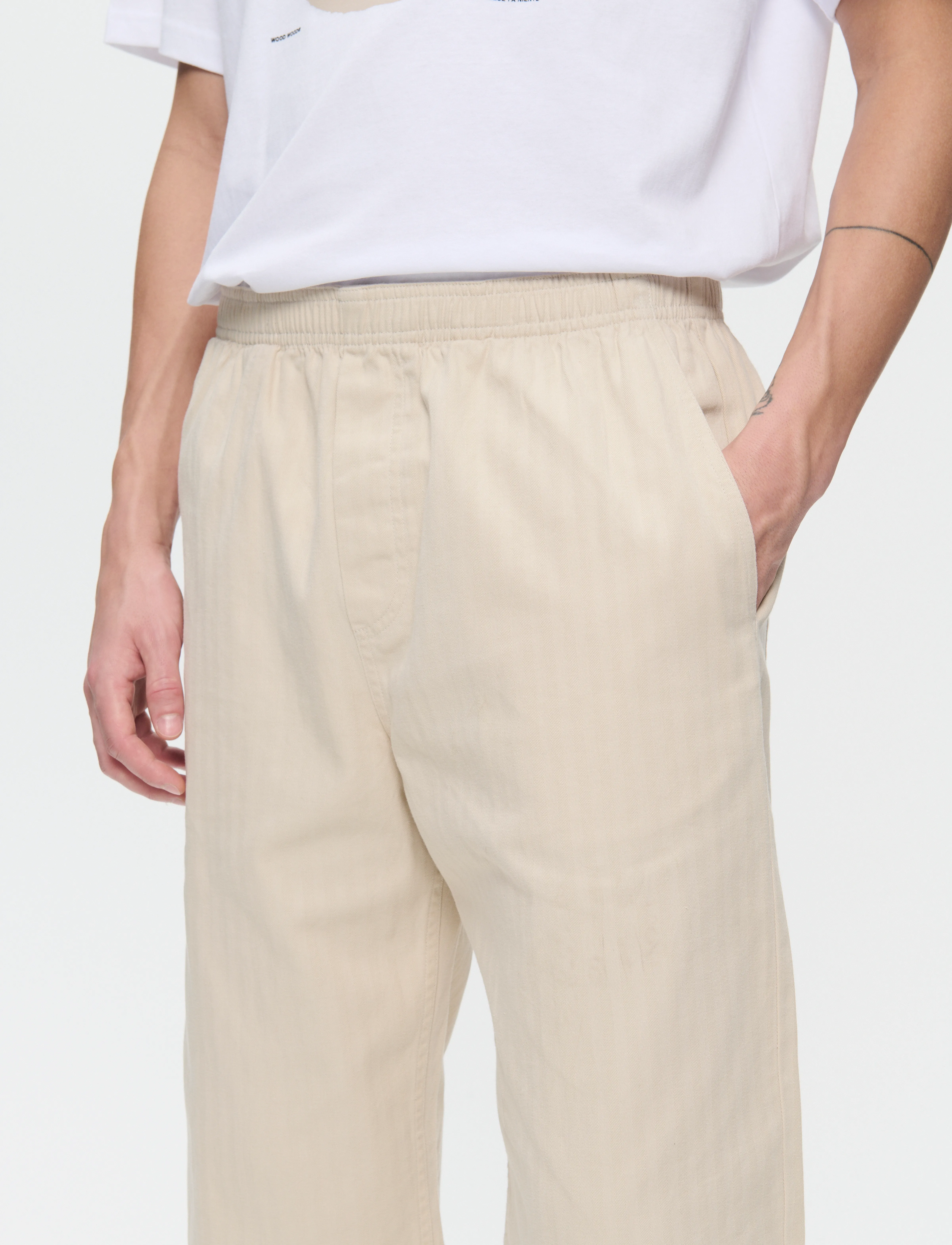 WOOD WOOD - WWLax Herringbone Trousers - casual - sand grey - 5
