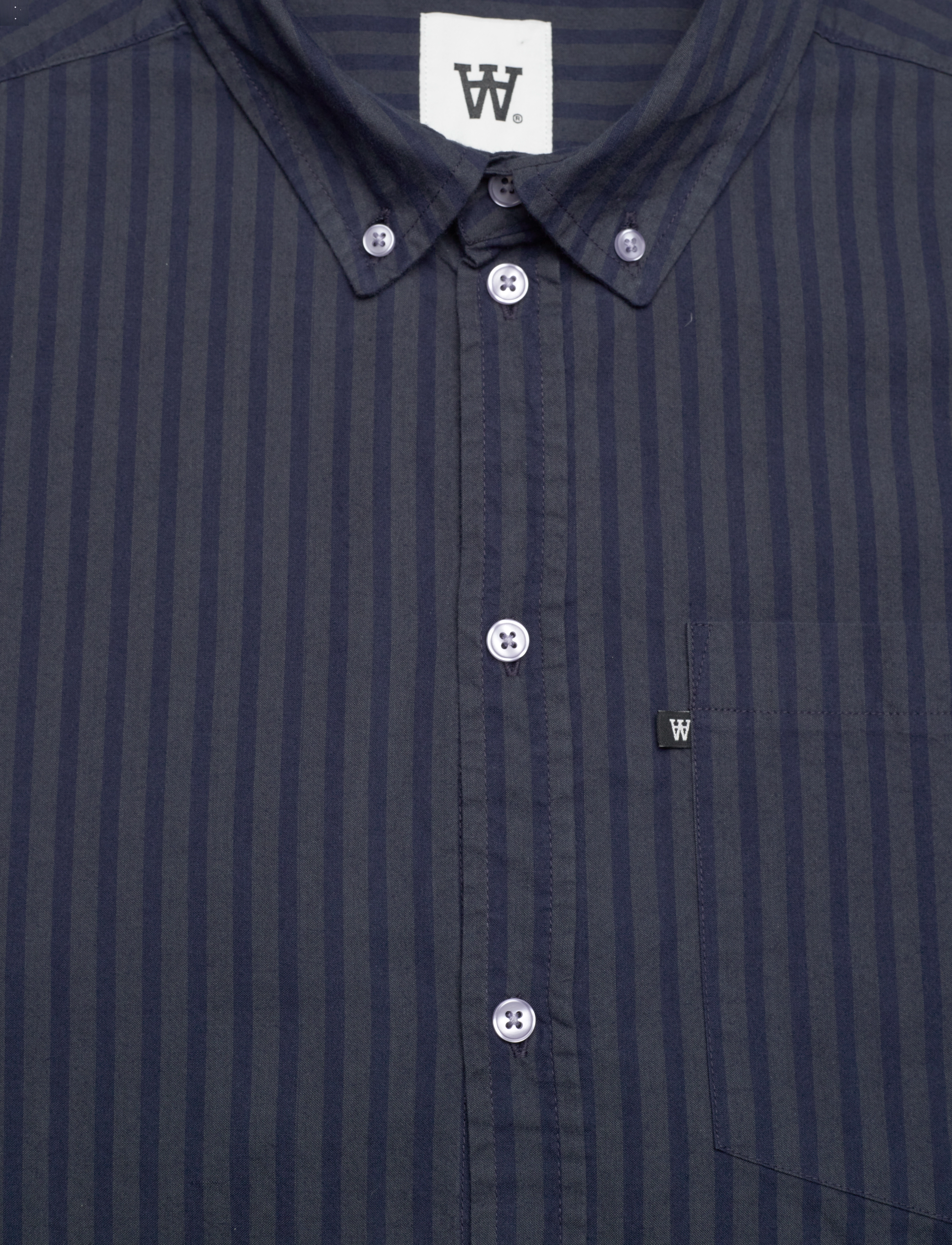 WOOD WOOD - WWDay Striped AA Embroidery Shirt G - blue grey - 2
