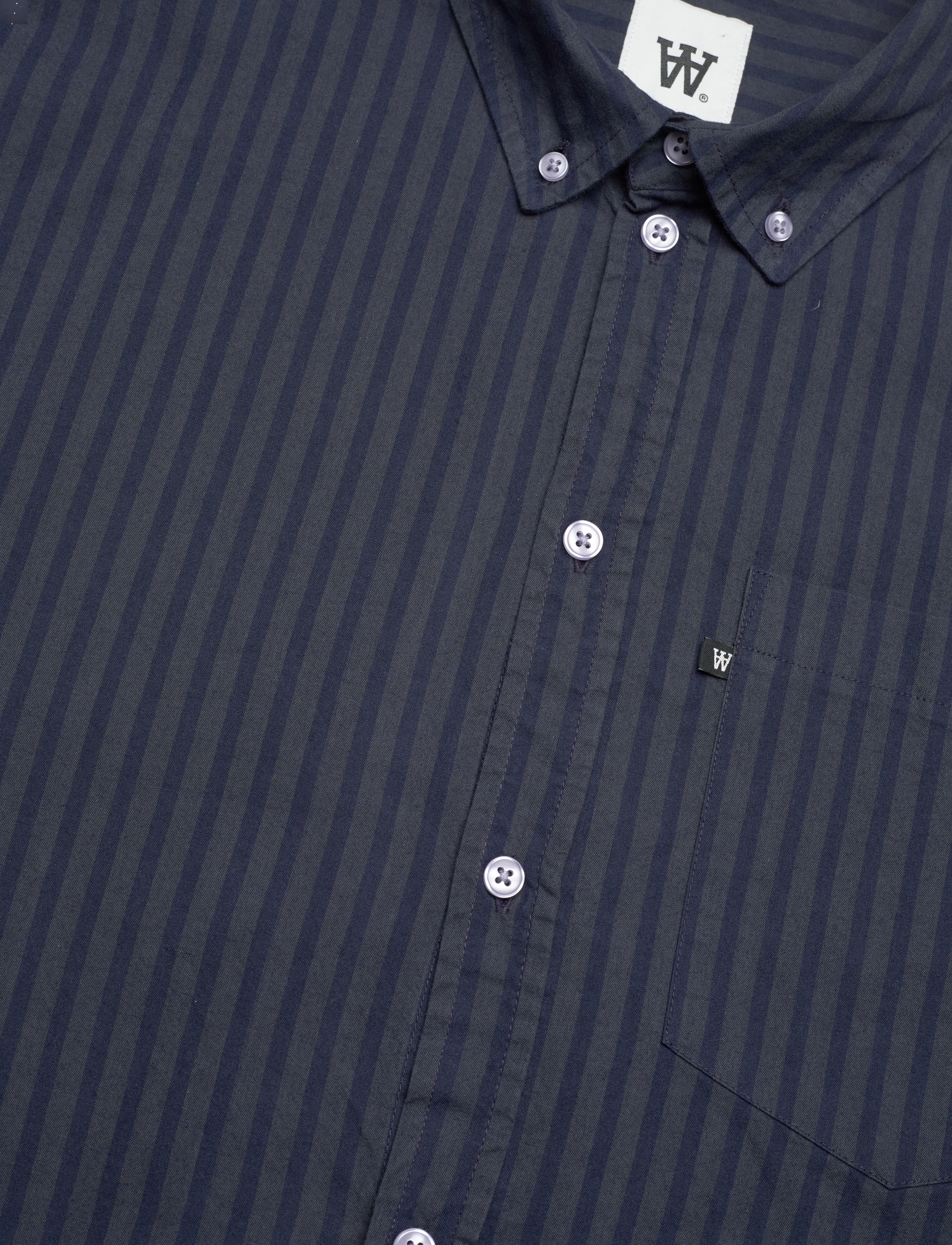 WOOD WOOD - WWDay Striped AA Embroidery Shirt G - blue grey - 3