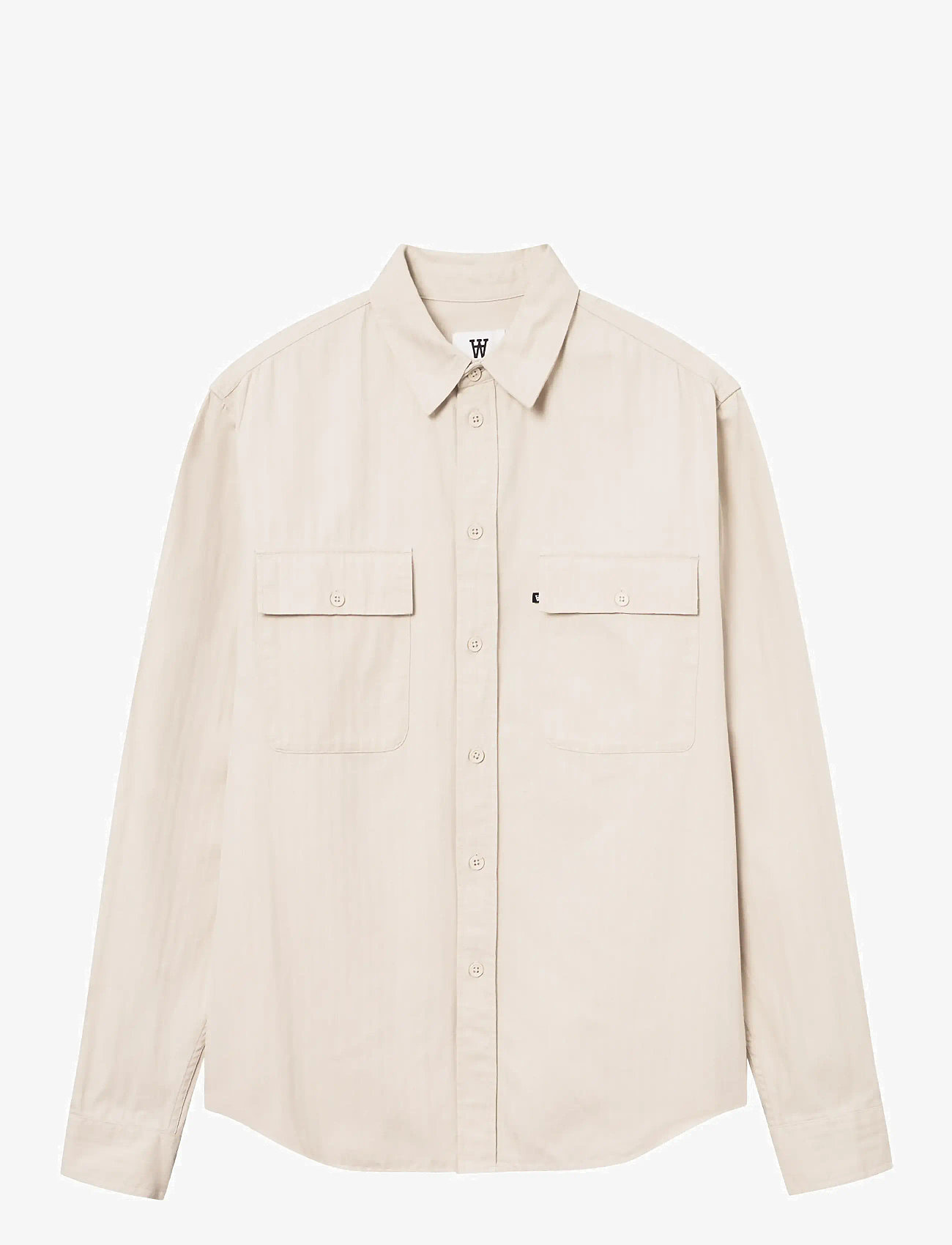 WOOD WOOD - WWAxl Herringbone Shirt - casual skjorter - sand grey - 1