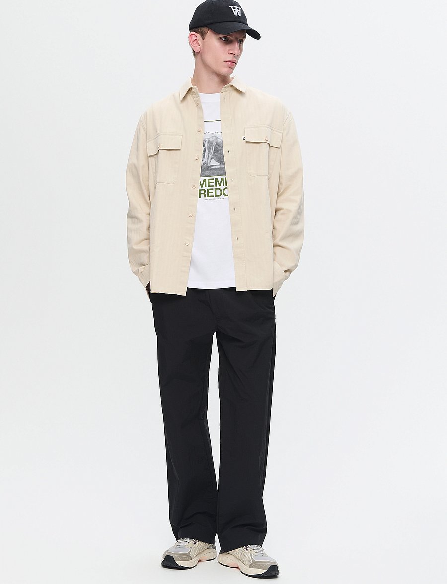 WOOD WOOD - WWAxl Herringbone Shirt - rennot kauluspaidat - sand grey - 2