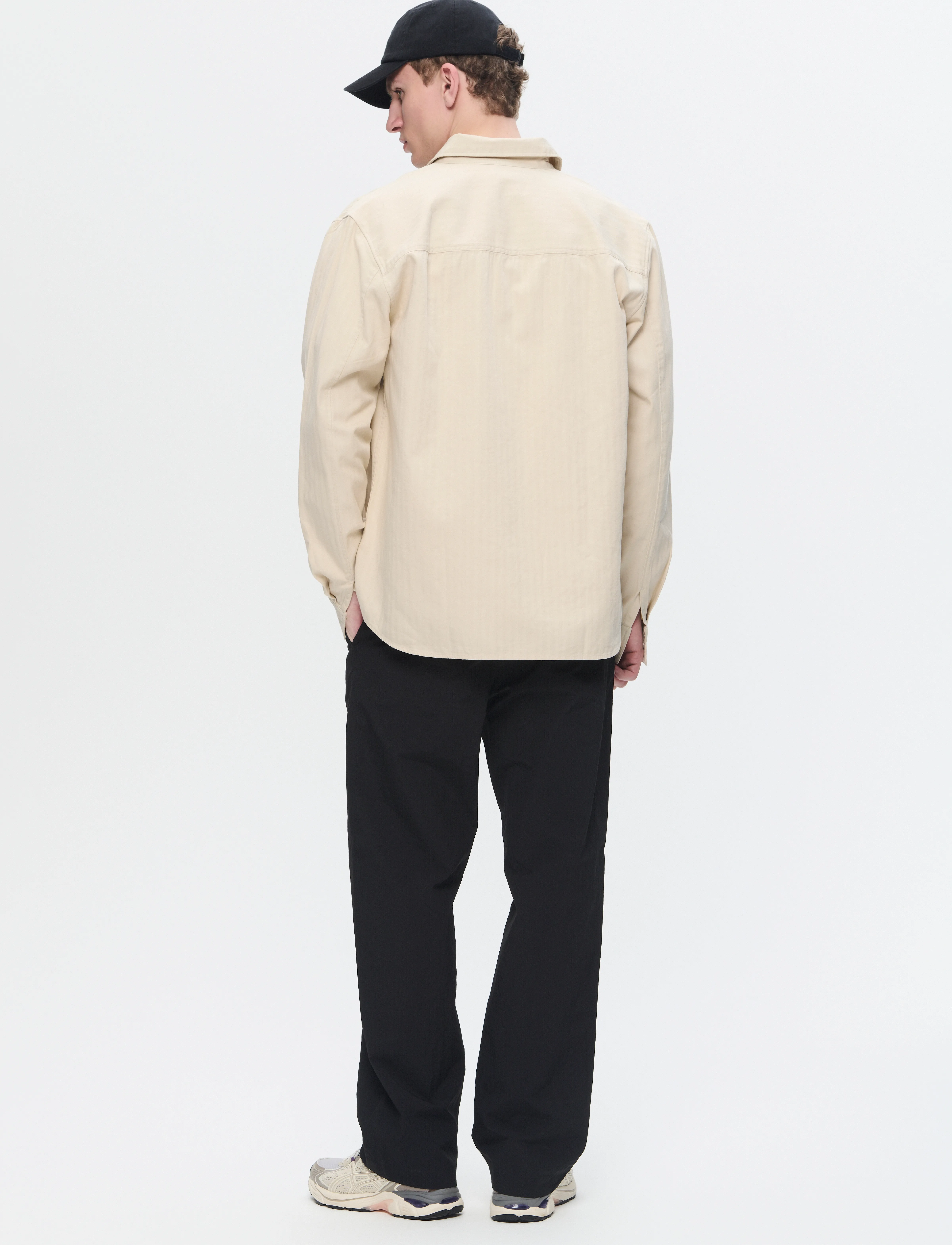 WOOD WOOD - WWAxl Herringbone Shirt - rennot kauluspaidat - sand grey - 3