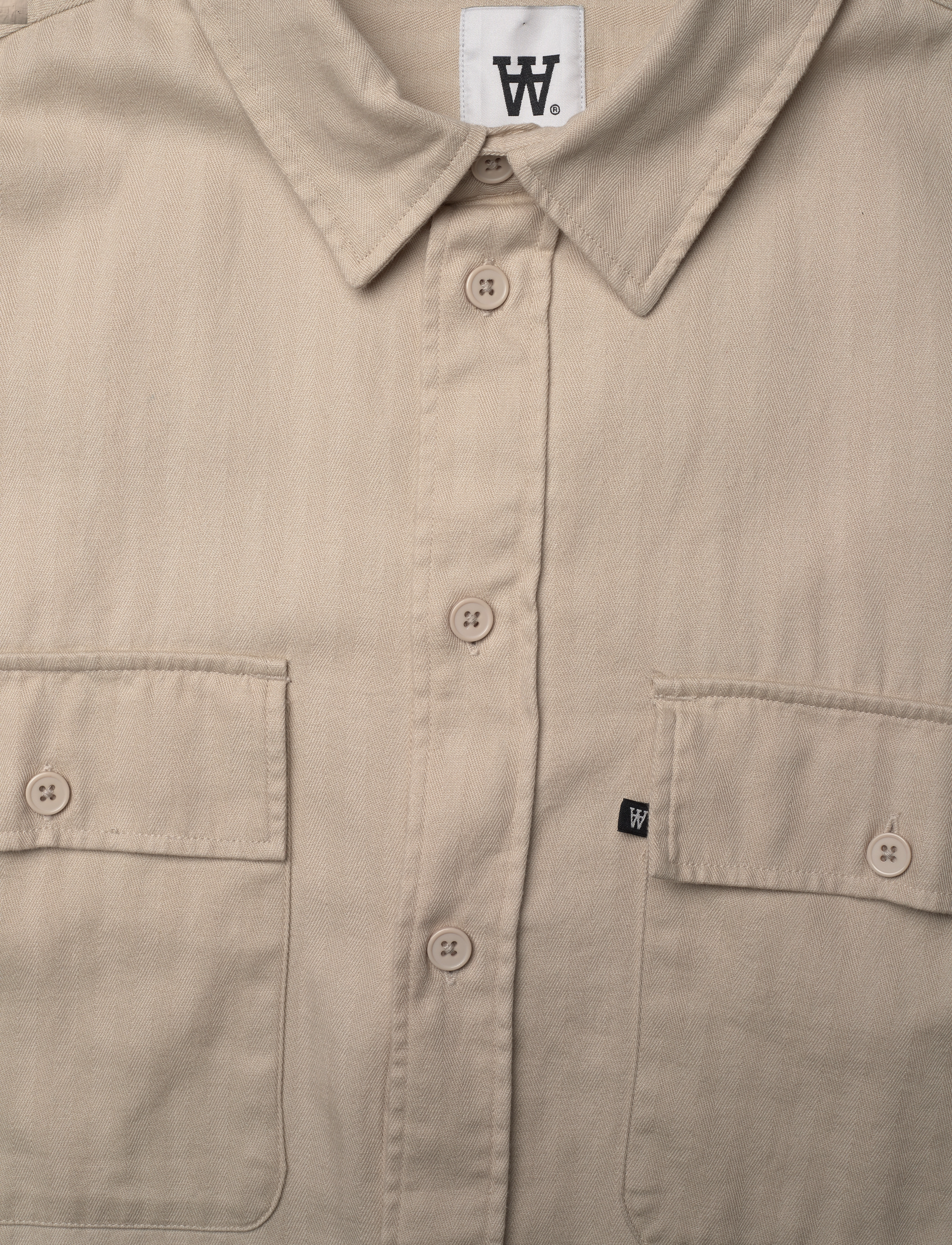 WOOD WOOD - WWAxl Herringbone Shirt - rennot kauluspaidat - sand grey - 5