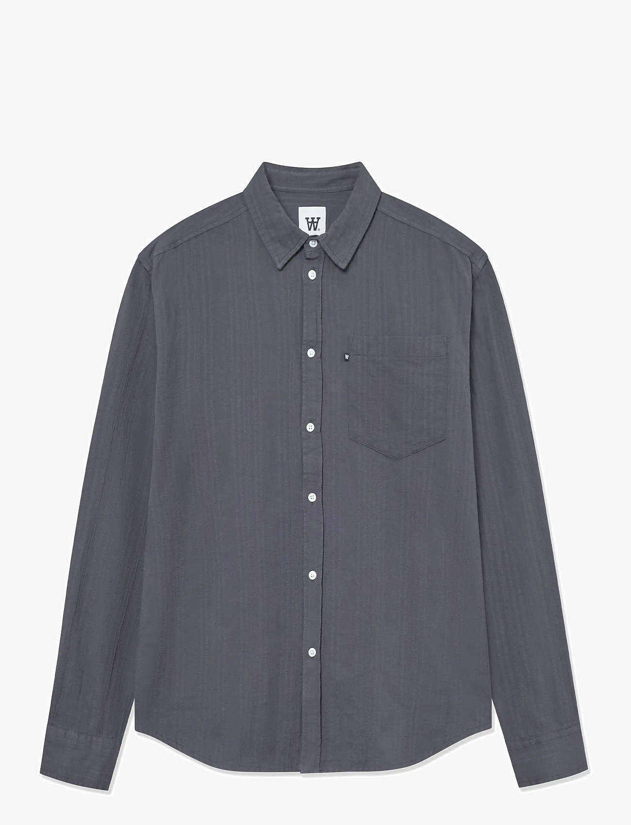 WOOD WOOD - WWDay Dobby Shirt - randiga skjortor - dark gray - 1