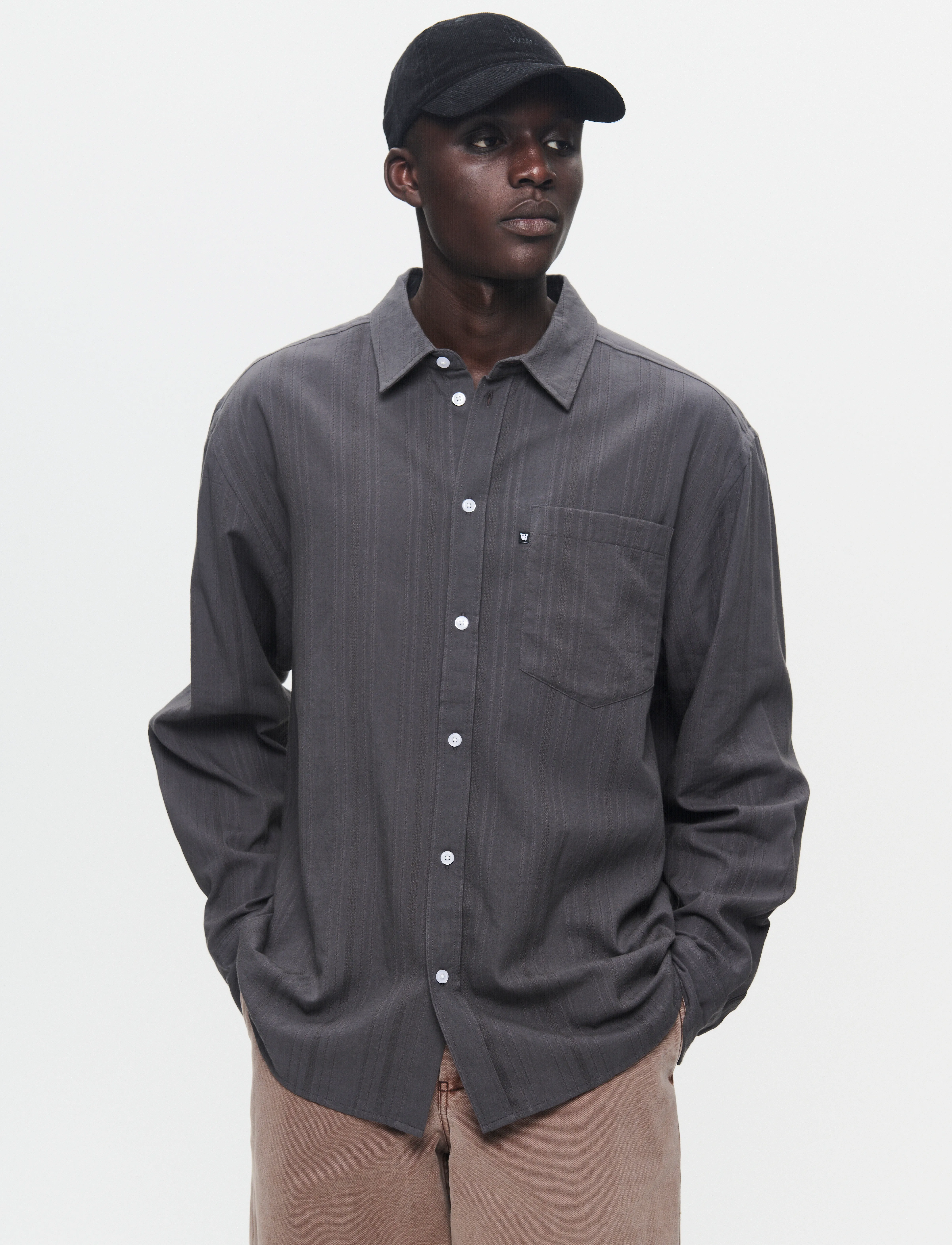 WOOD WOOD WWDay Dobby Shirt - Skjorter - DARK GRAY / grey