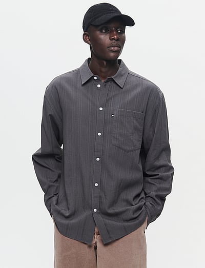 WOOD WOOD WWDay Dobby Shirt - Odzież - DARK GRAY / grey