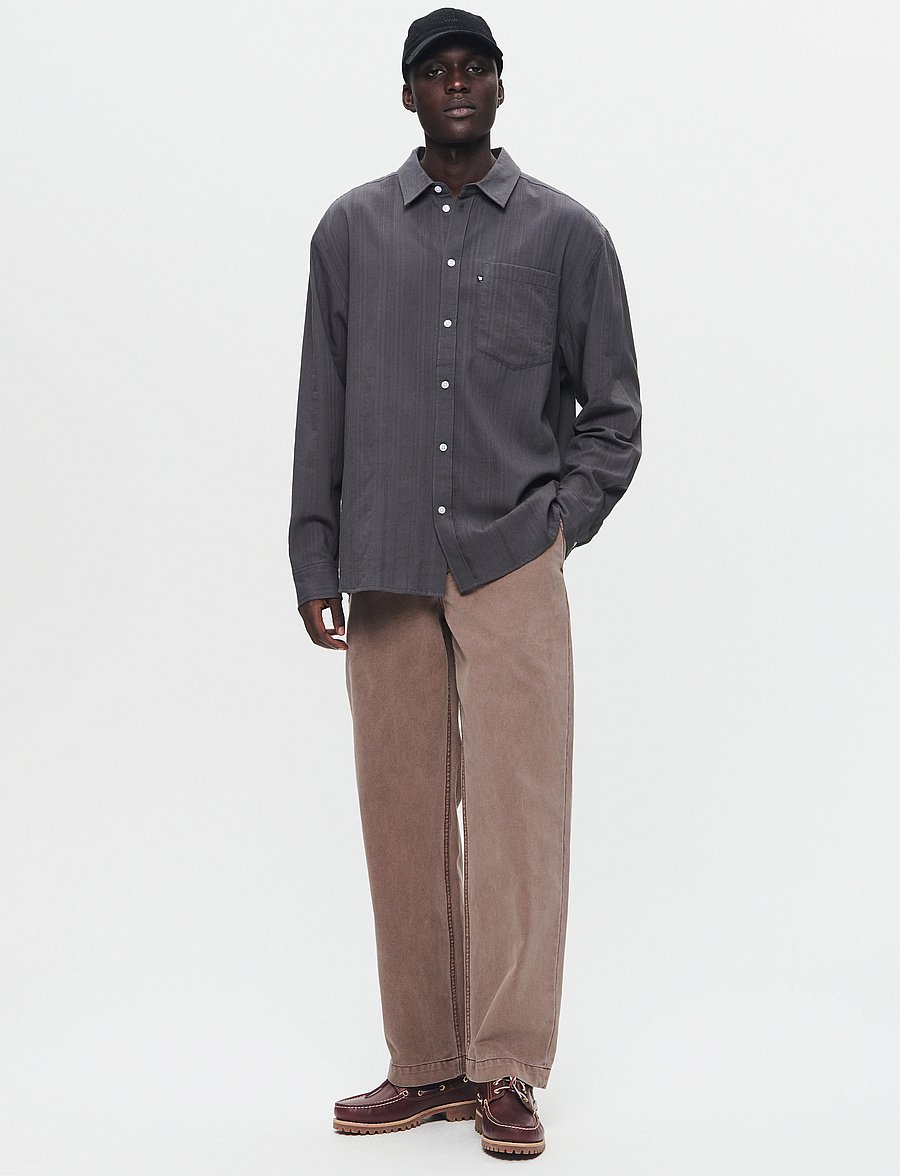 WOOD WOOD - WWDay Dobby Shirt - gestreifte hemden - dark gray - 2