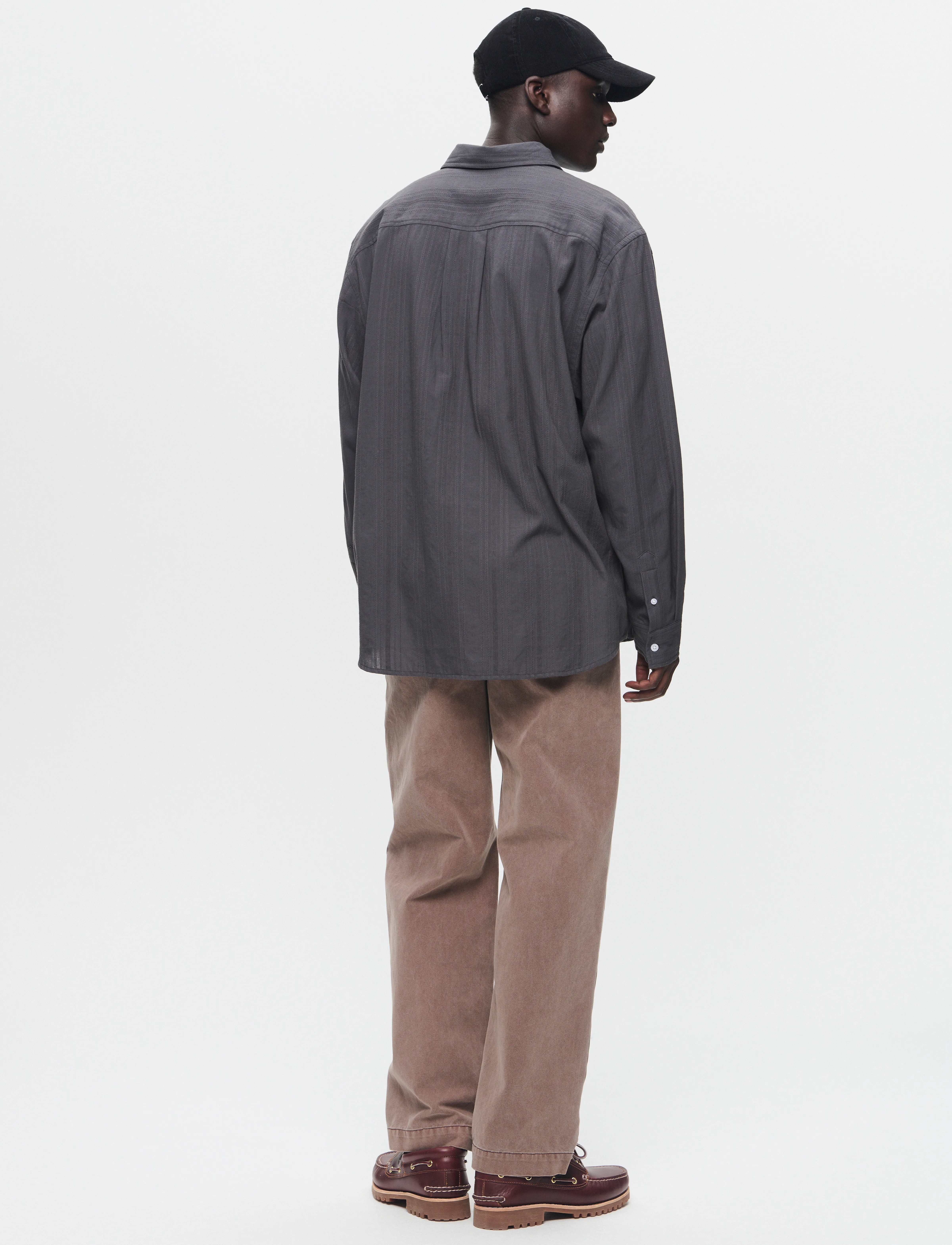 WOOD WOOD - WWDay Dobby Shirt - randiga skjortor - dark gray - 3