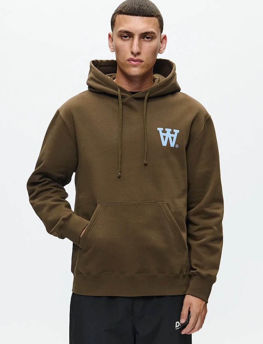WOOD WOOD - WWCass AA Chest Print Hoodie - kapuzenpullover - desert palm - 0