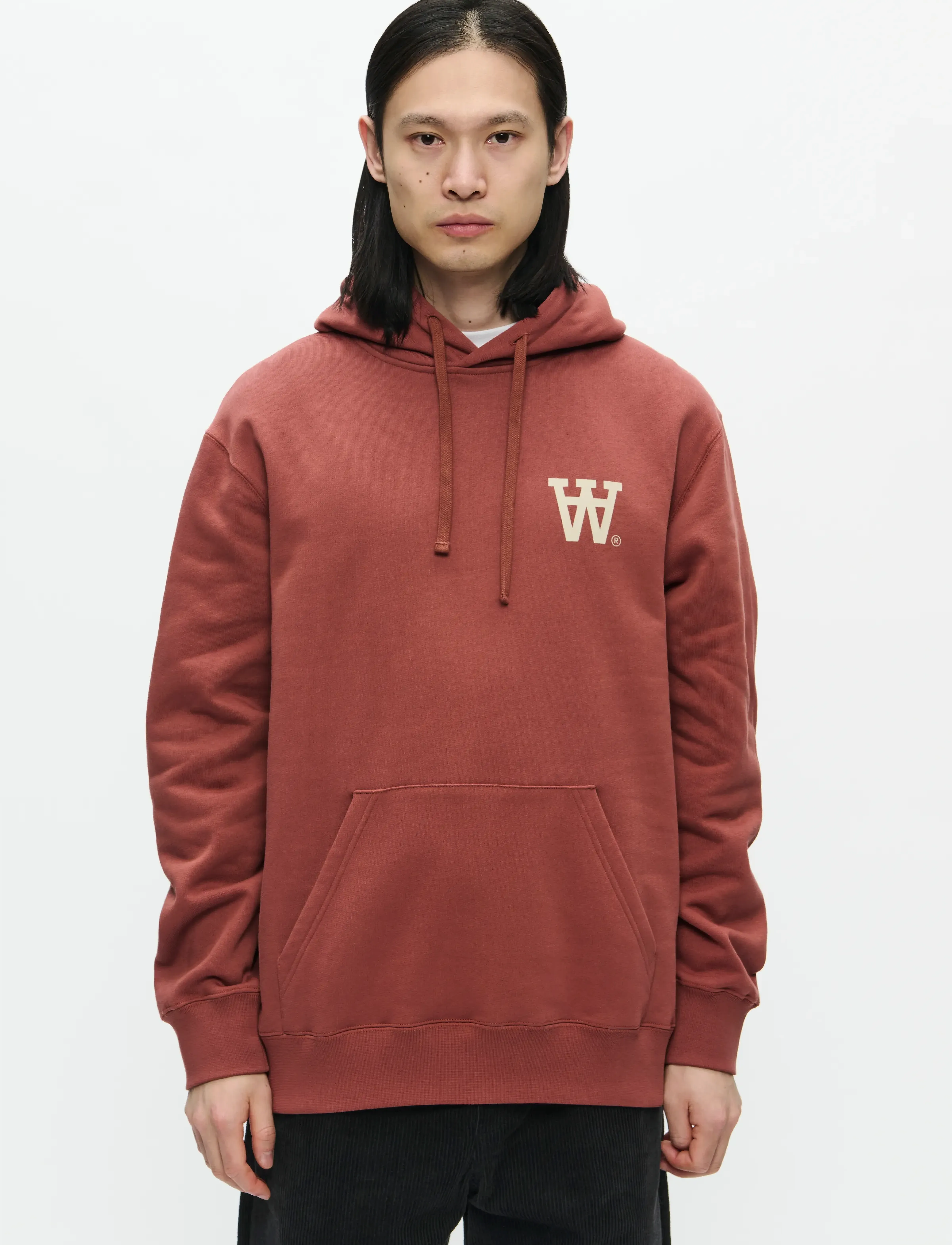 WOOD WOOD WWCass AA Chest Print Hoodie - Hoodies - MAHOGANY / red
