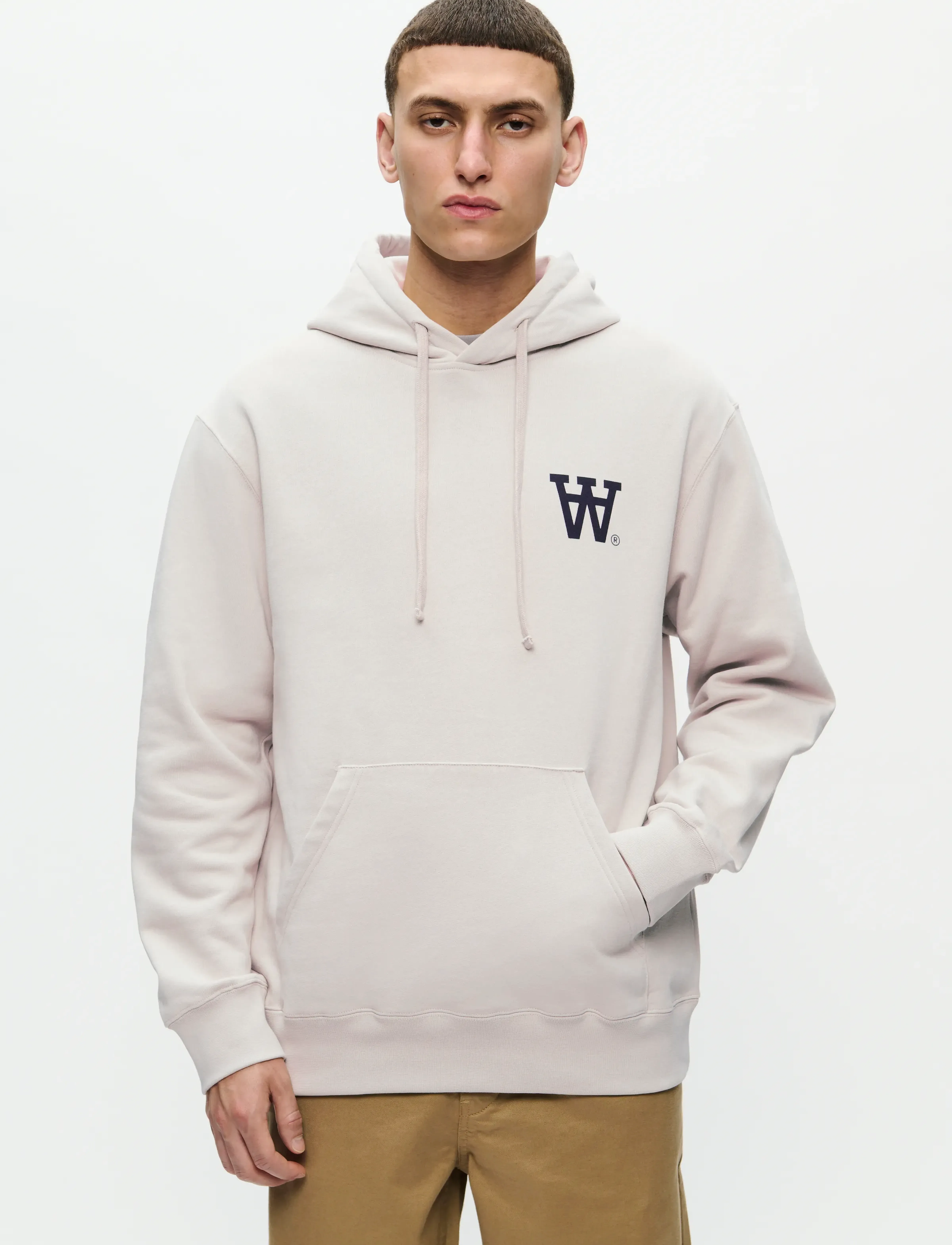 WOOD WOOD Wwcass Aa Hoodie, L, White, Sweatshirts & Hættetrøjer > Hættetrøjer, Herre