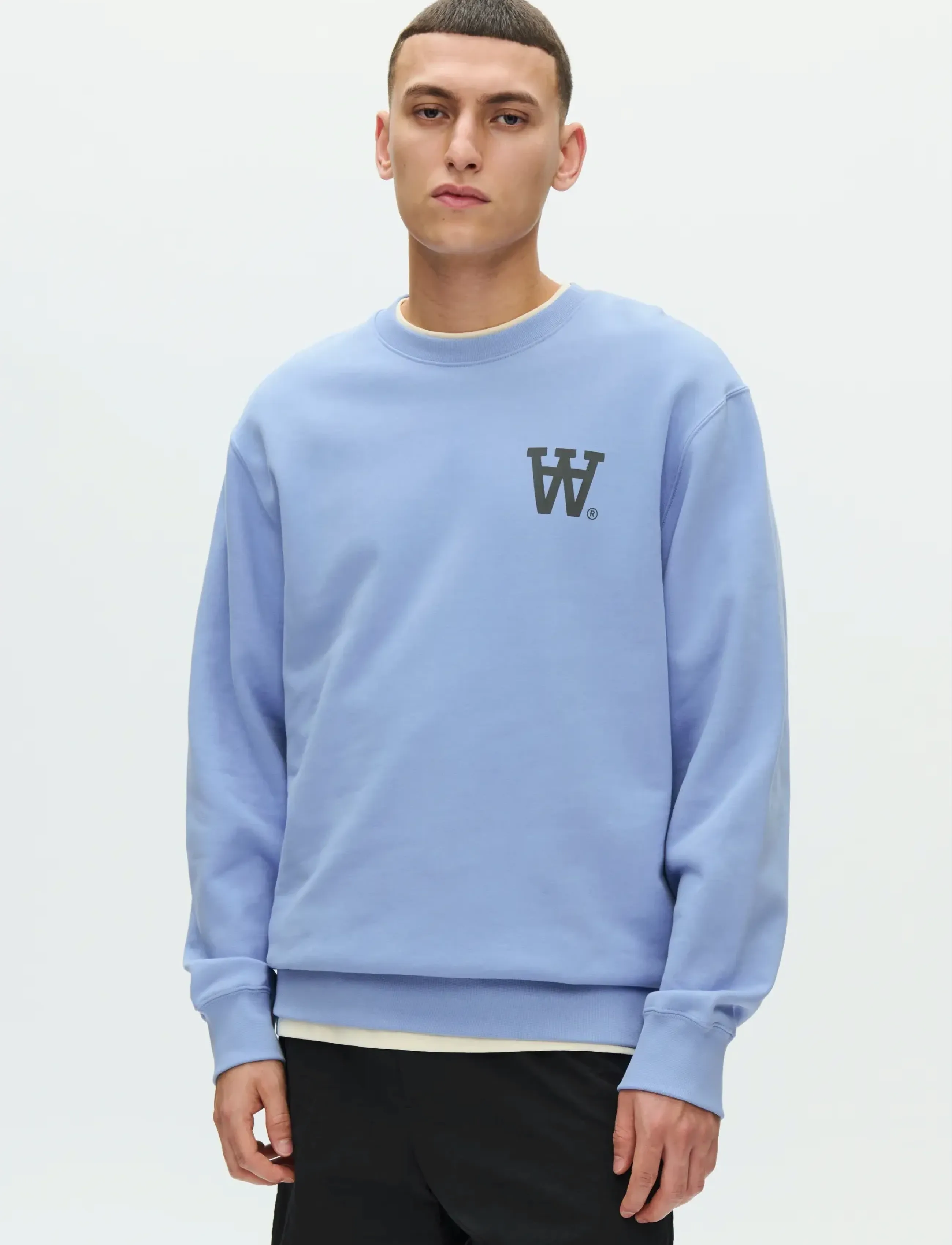 WOOD WOOD Wwnoel Aa Sweatshirt, S, Blue, Sweatshirts & Hættetrøjer > Sweatshirts, Herre