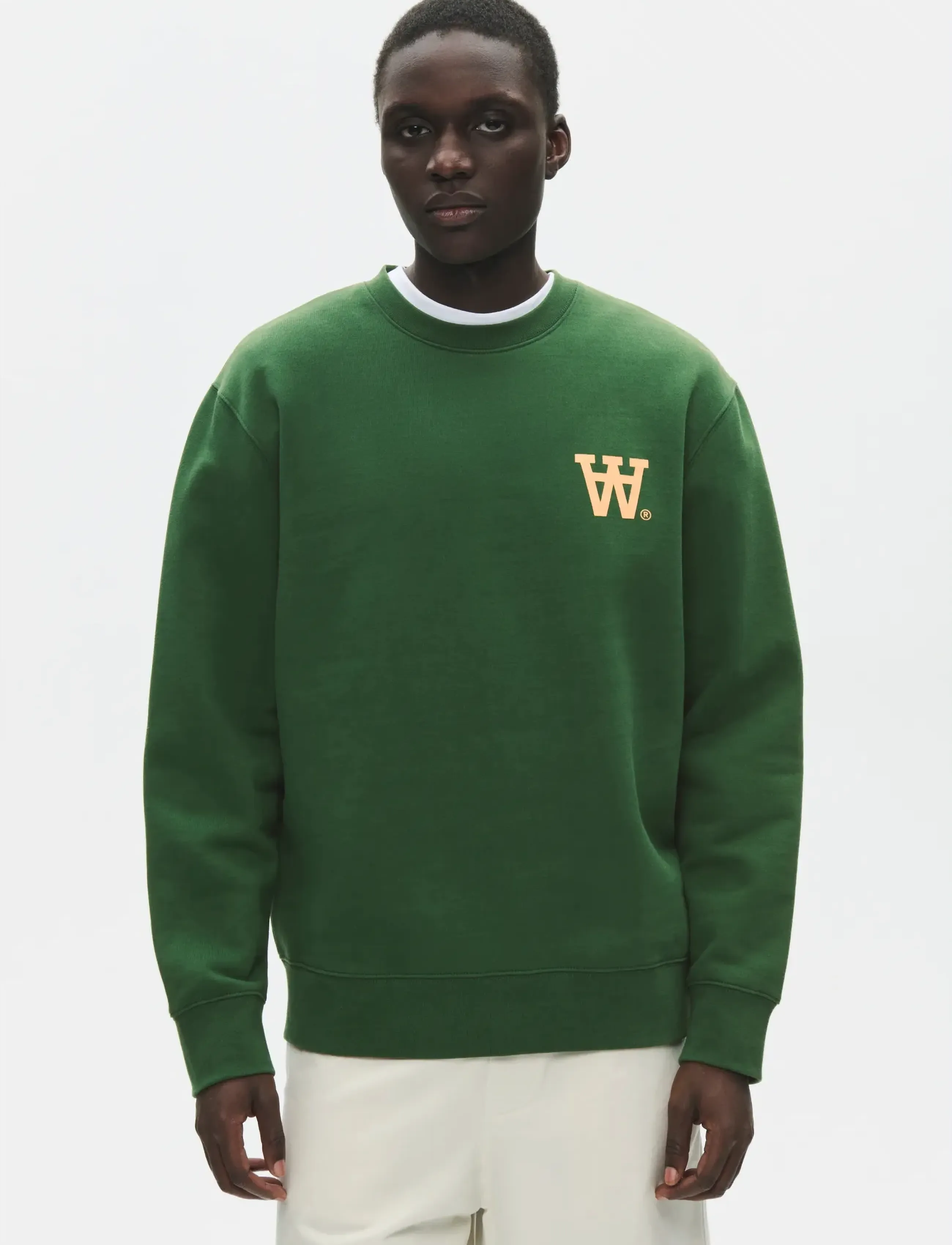 WOOD WOOD Wwnoel Aa Sweatshirt, Mænd, Brystprint Sweatshirt, Grøn, Str: XXL