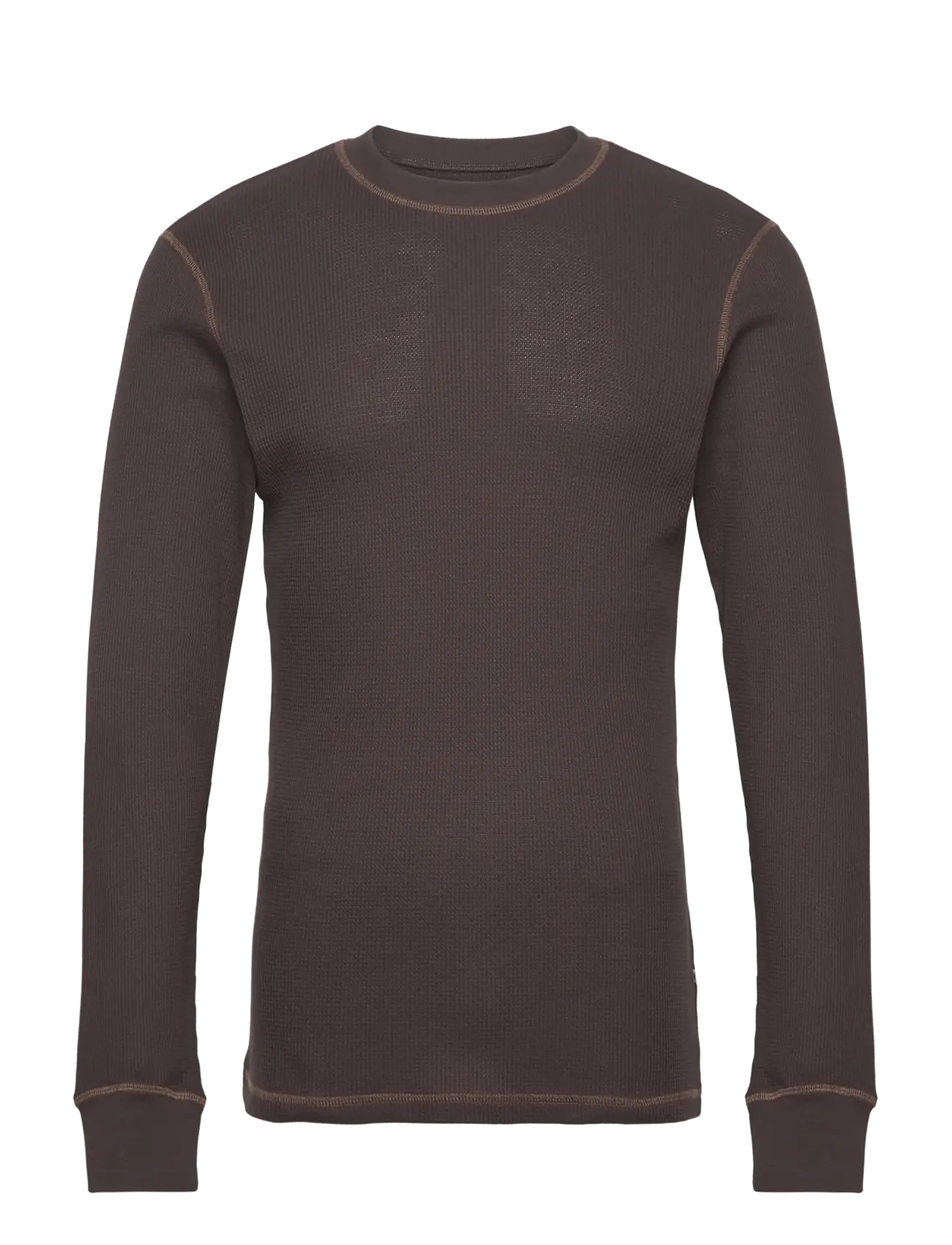 WOOD WOOD WWEmil Waffle LS T-shirt - T-shirts - CHOCOLATE TORTE / black