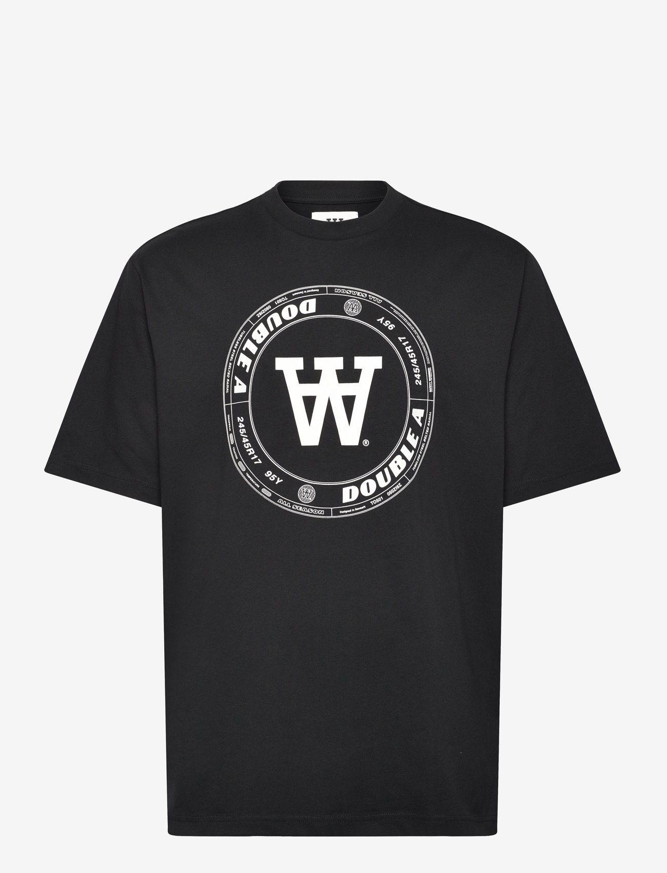 WOOD WOOD - WWAsa Tirewall T-Shirt GOTS - kortärmade t-shirts - black - 0