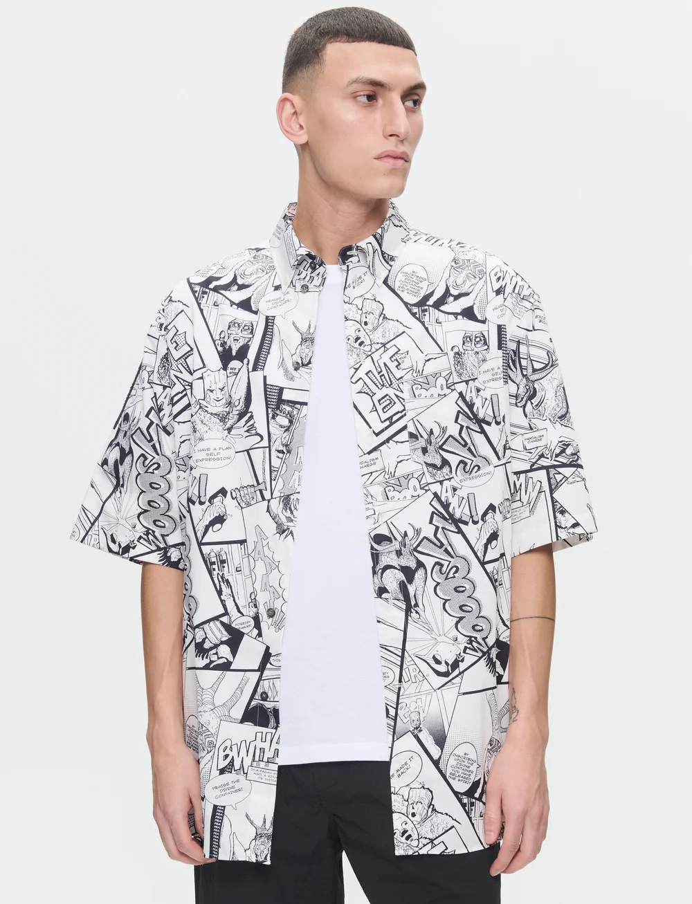 WOOD WOOD - WWAaron SS shirt AOP - kortærmede skjorter - pristine - 0