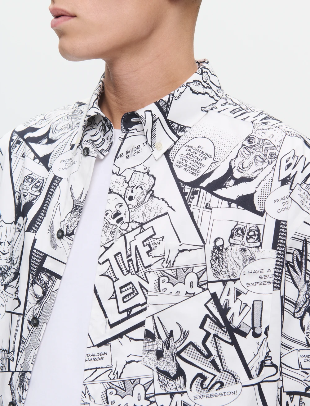 WOOD WOOD - WWAaron SS shirt AOP - kortærmede skjorter - pristine - 5