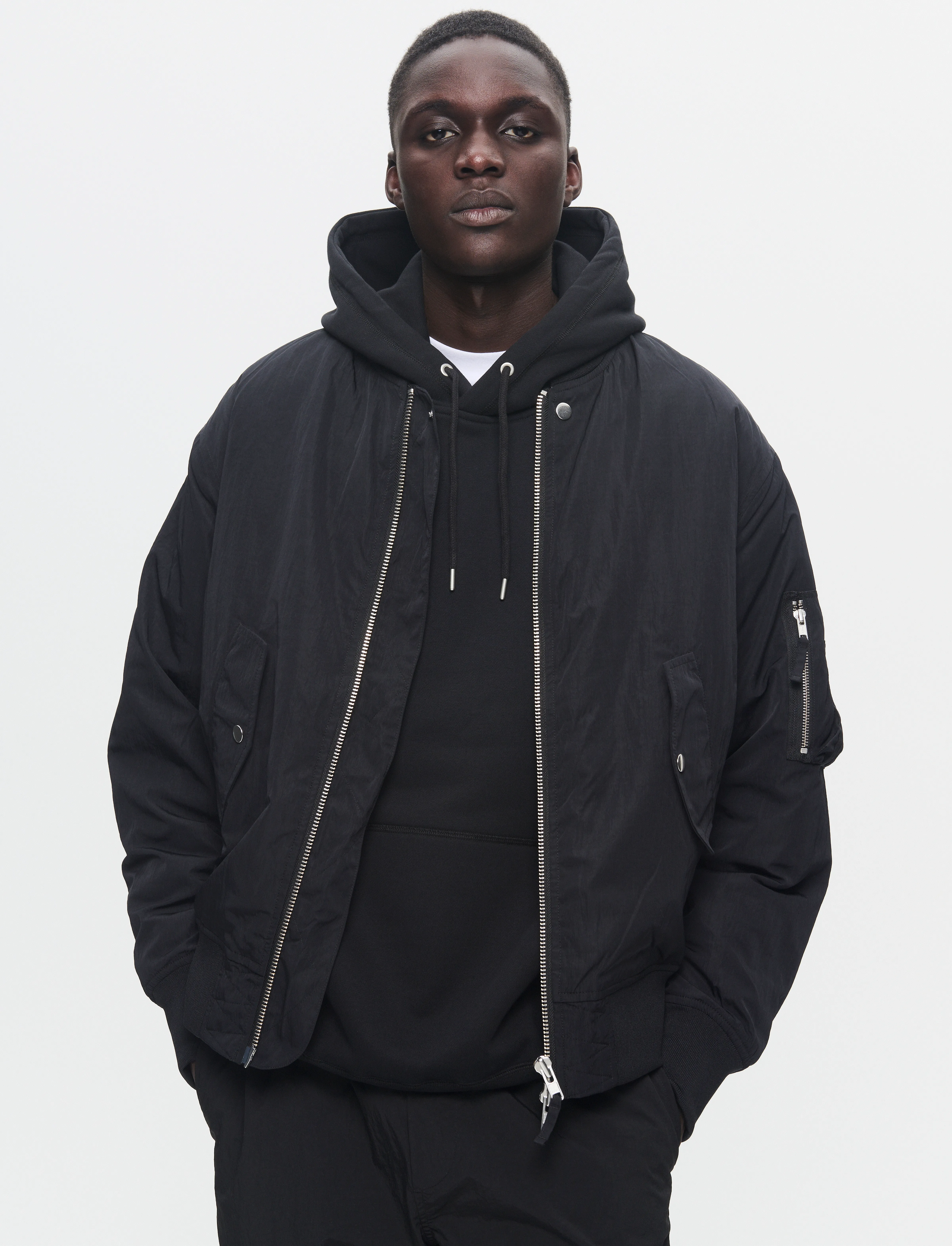 WOOD Wwaki Tonal Bomber, L, Jackets, Schwarz - Bomber Männerswear