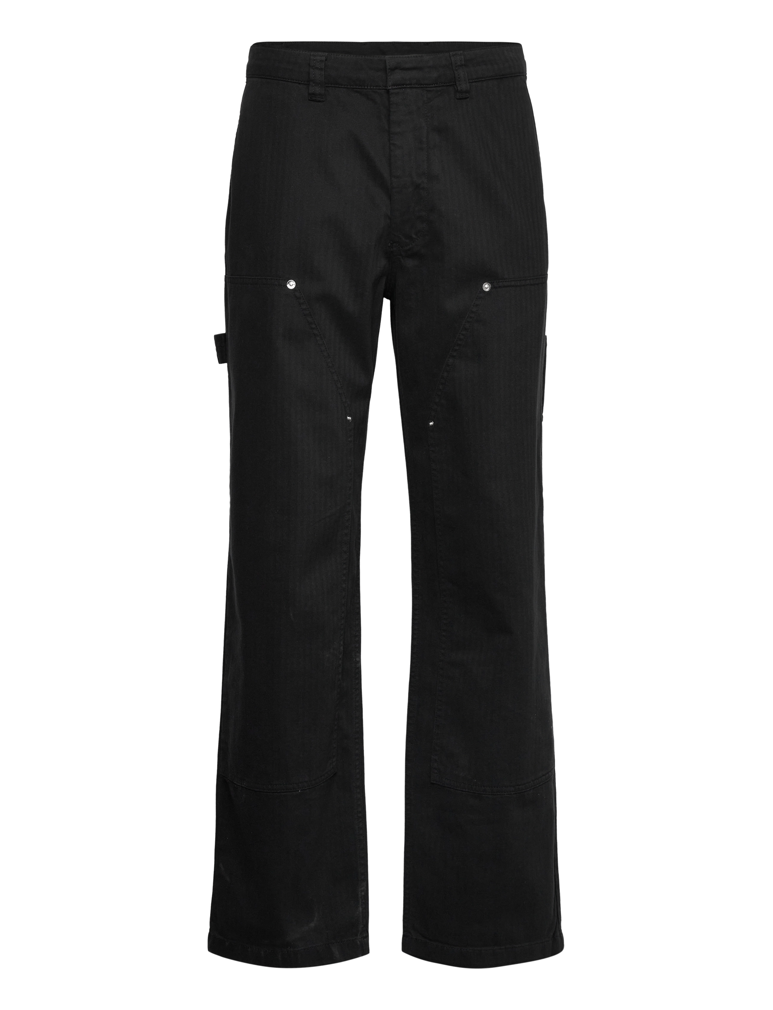 WOOD WOOD WWFed Herringbone Workwear Pants - Wood Wood Double A - BLACK / black